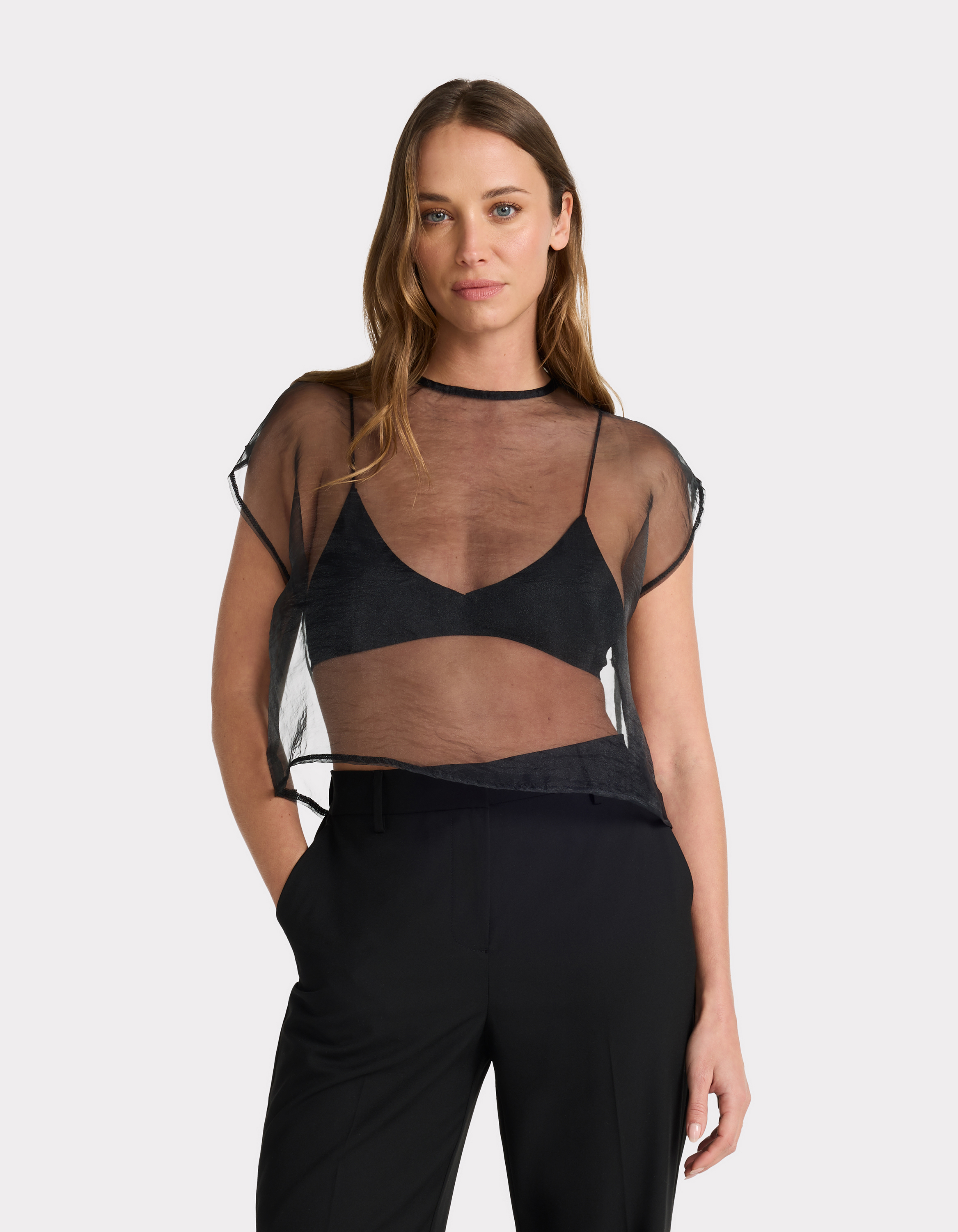 T-shirt en organza - noir - celio - Modalova