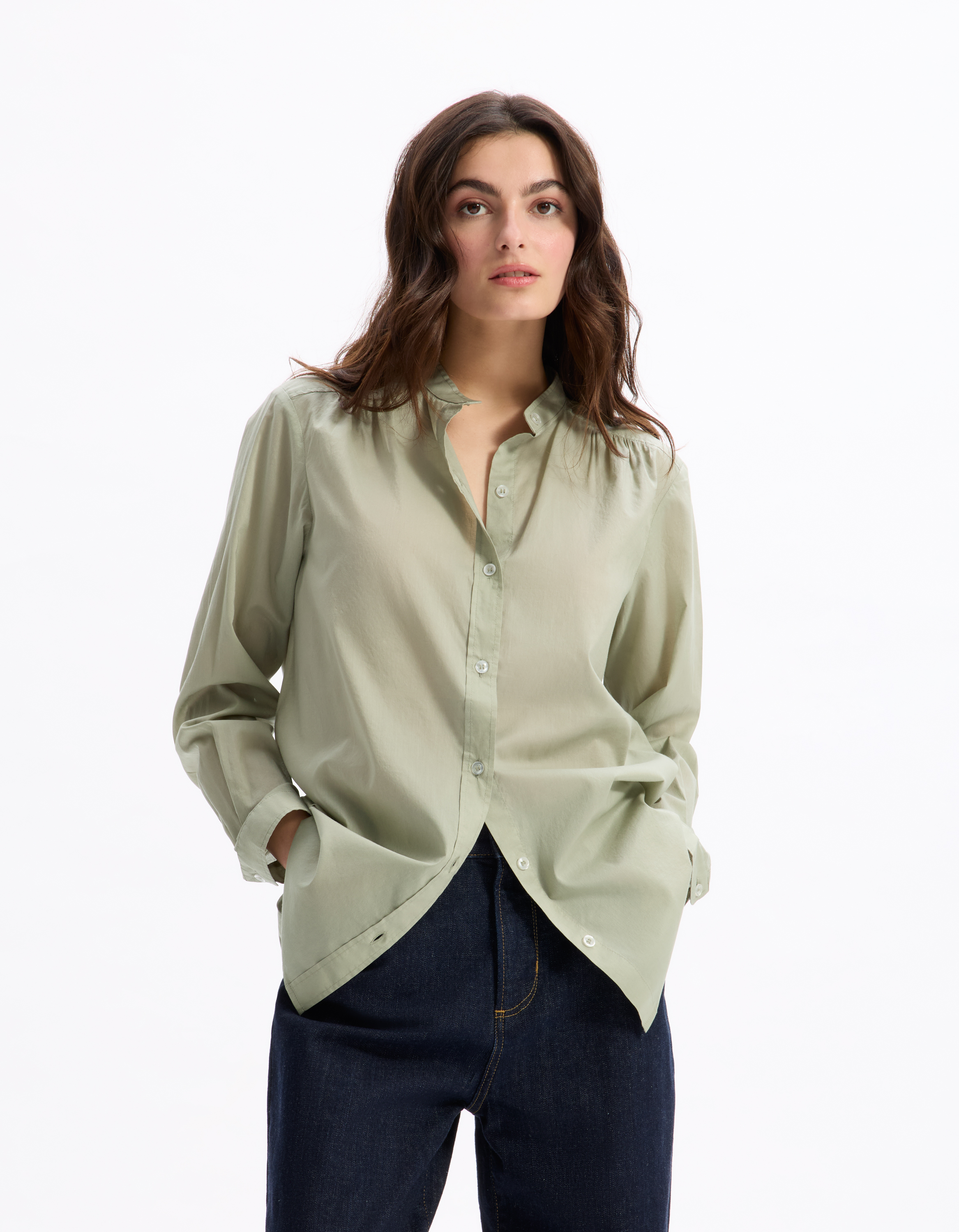 Blouse voile de coton - vert - celio - Modalova