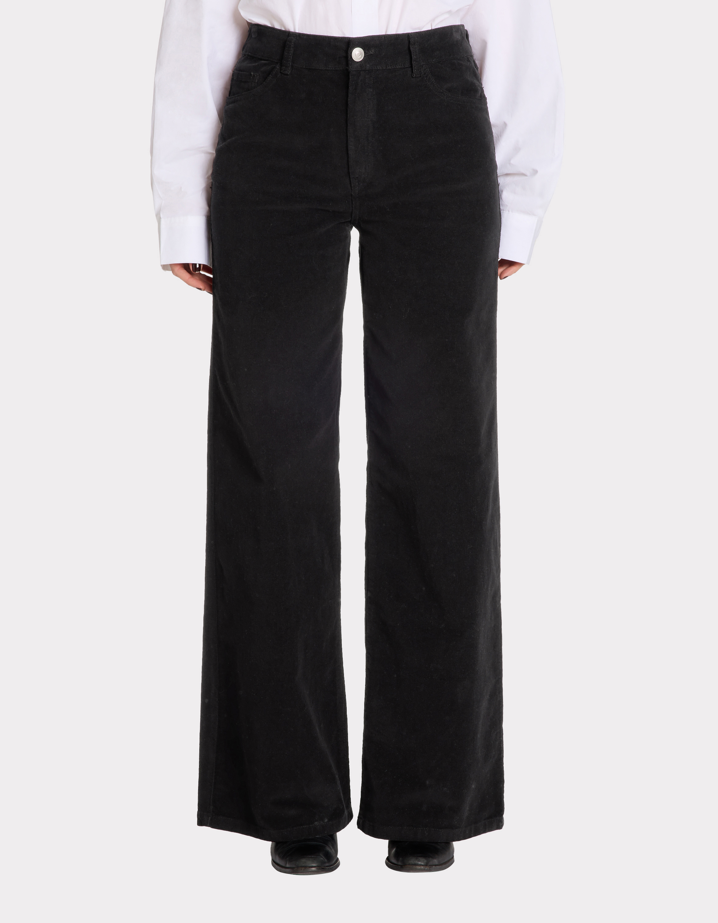 Pantalon large en velours - noir - celio - Modalova