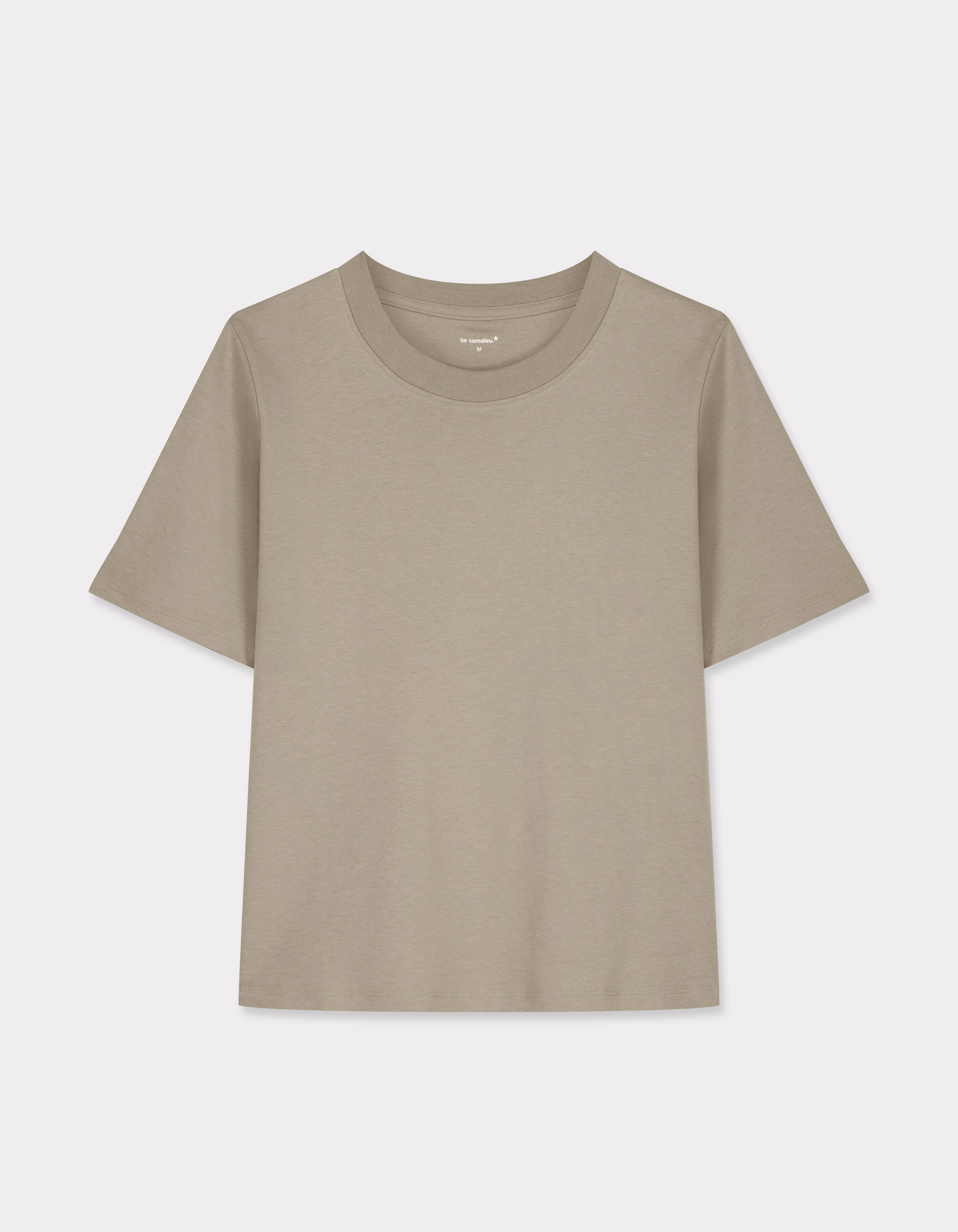 T-shirt en coton doux col rond - gris