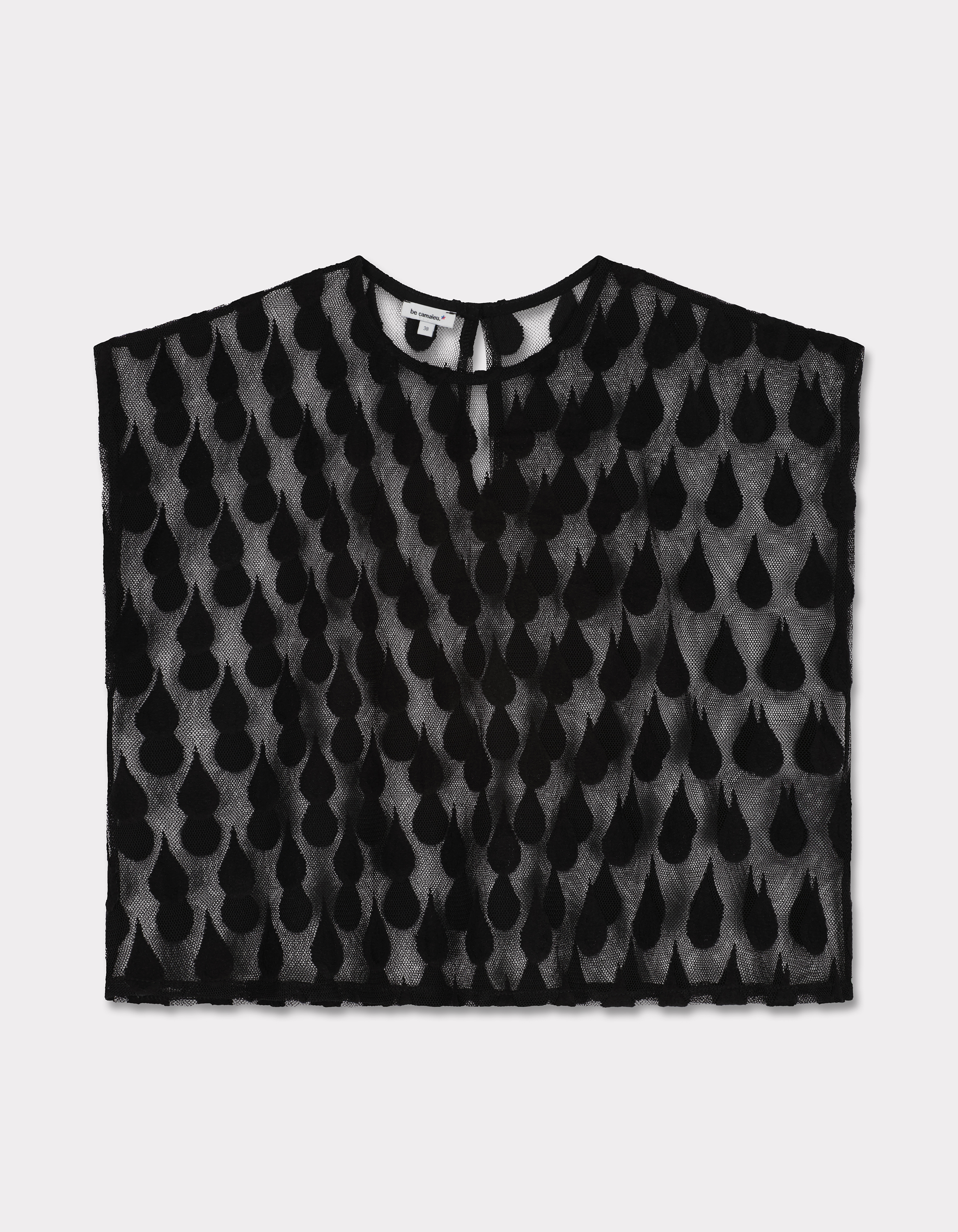 T-shirt en résille motif goutte - noir