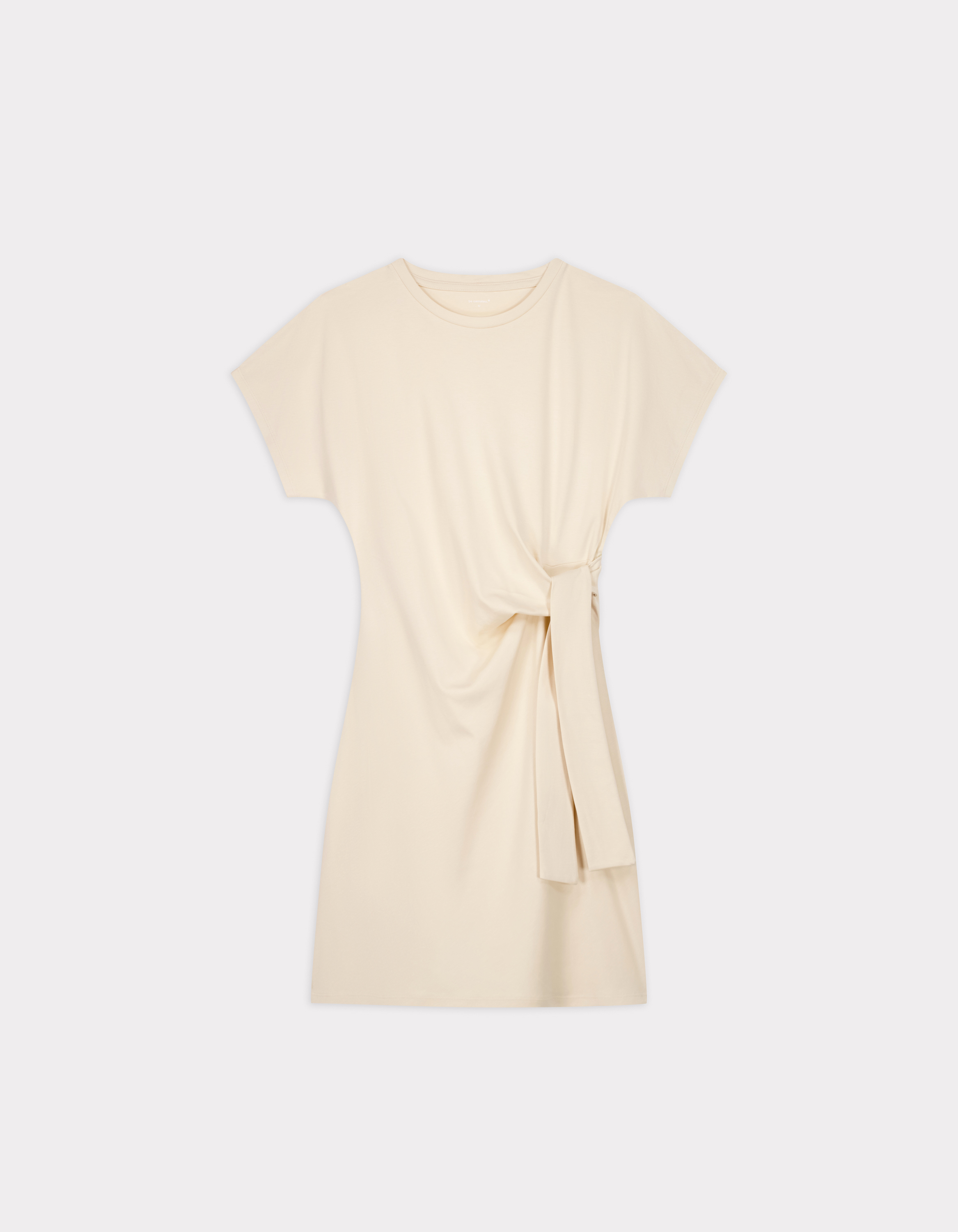 Robe courte nouée en coton - beige