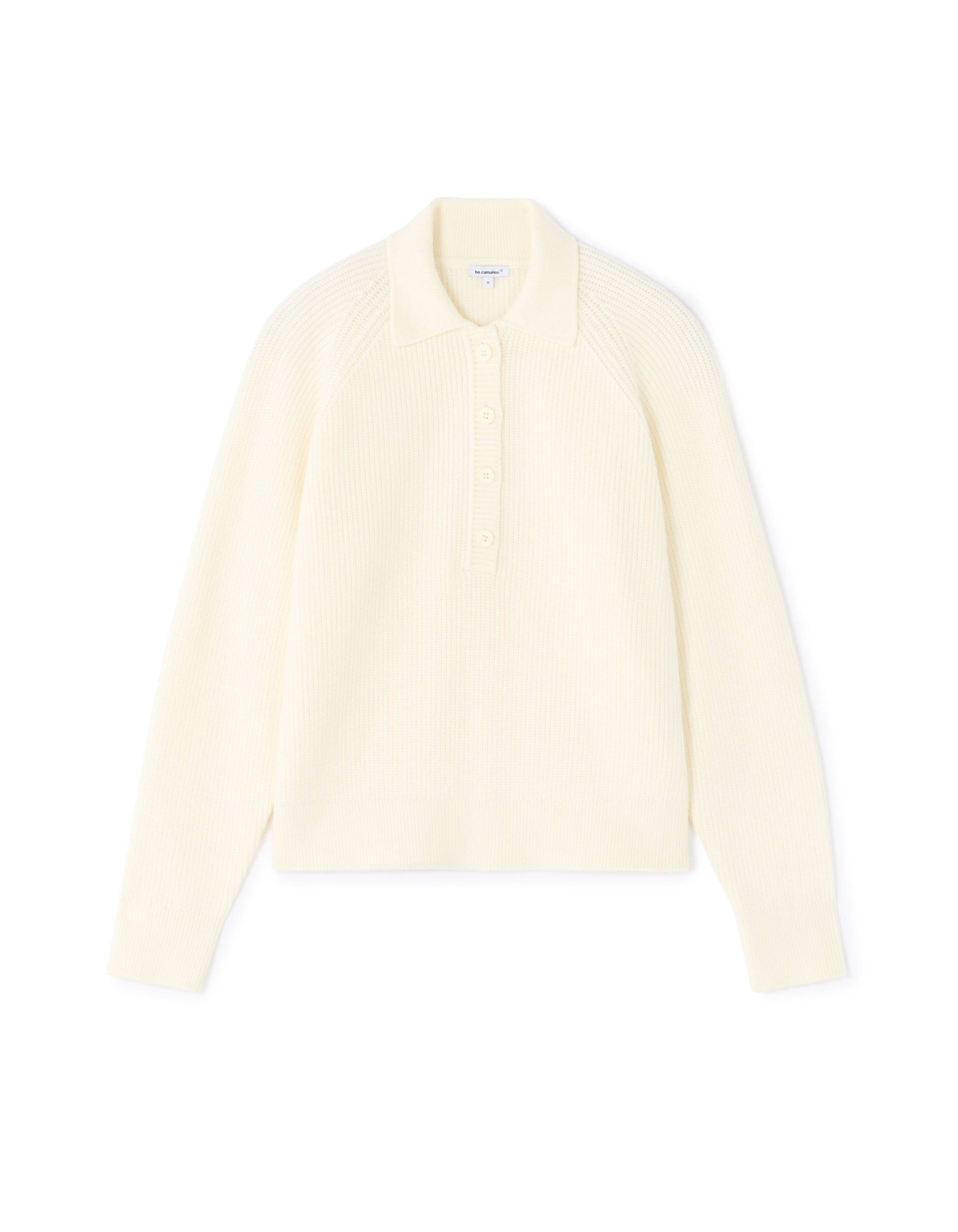 Pull col polo - ecru