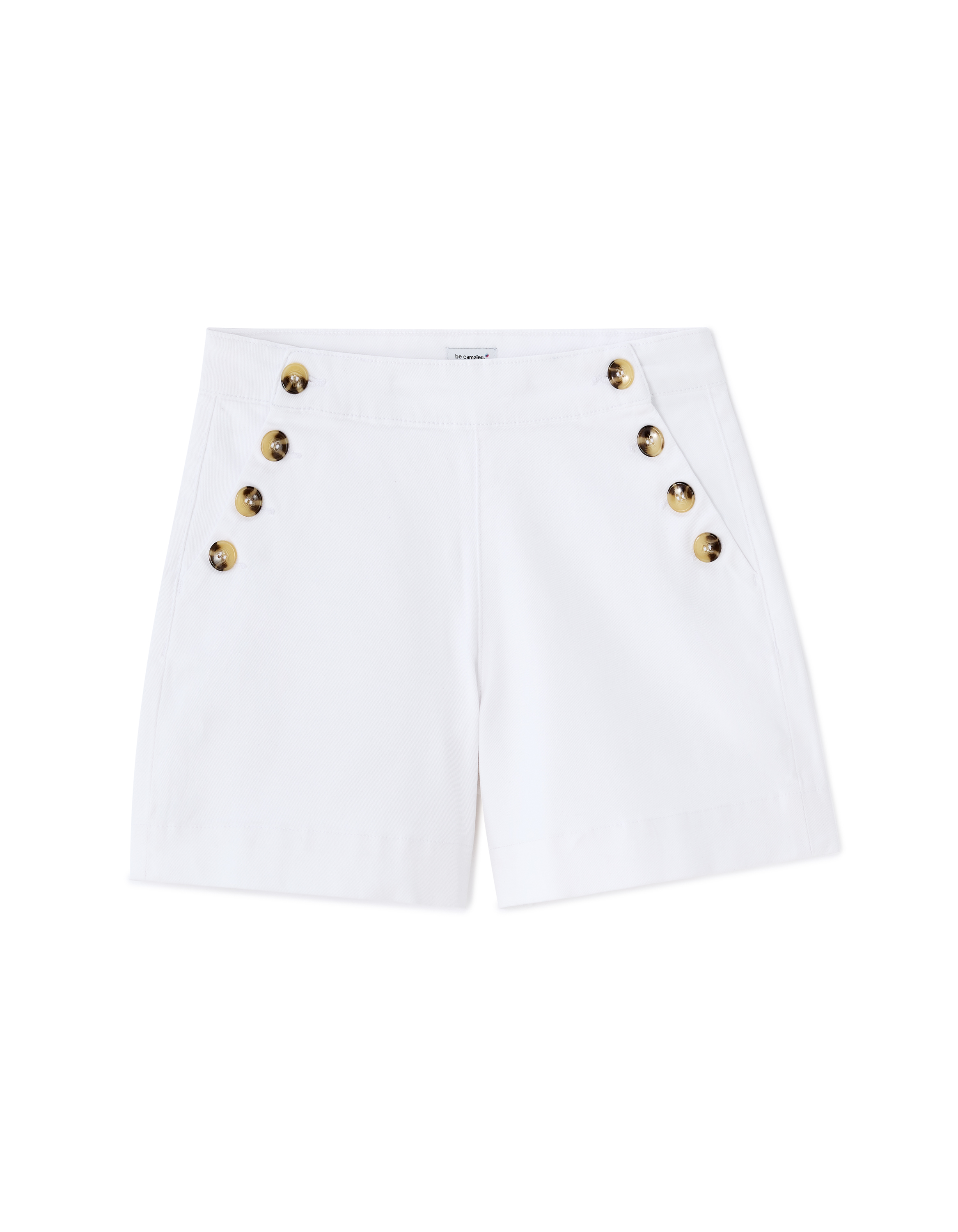 Short flat à boutons décoratifs - blanc