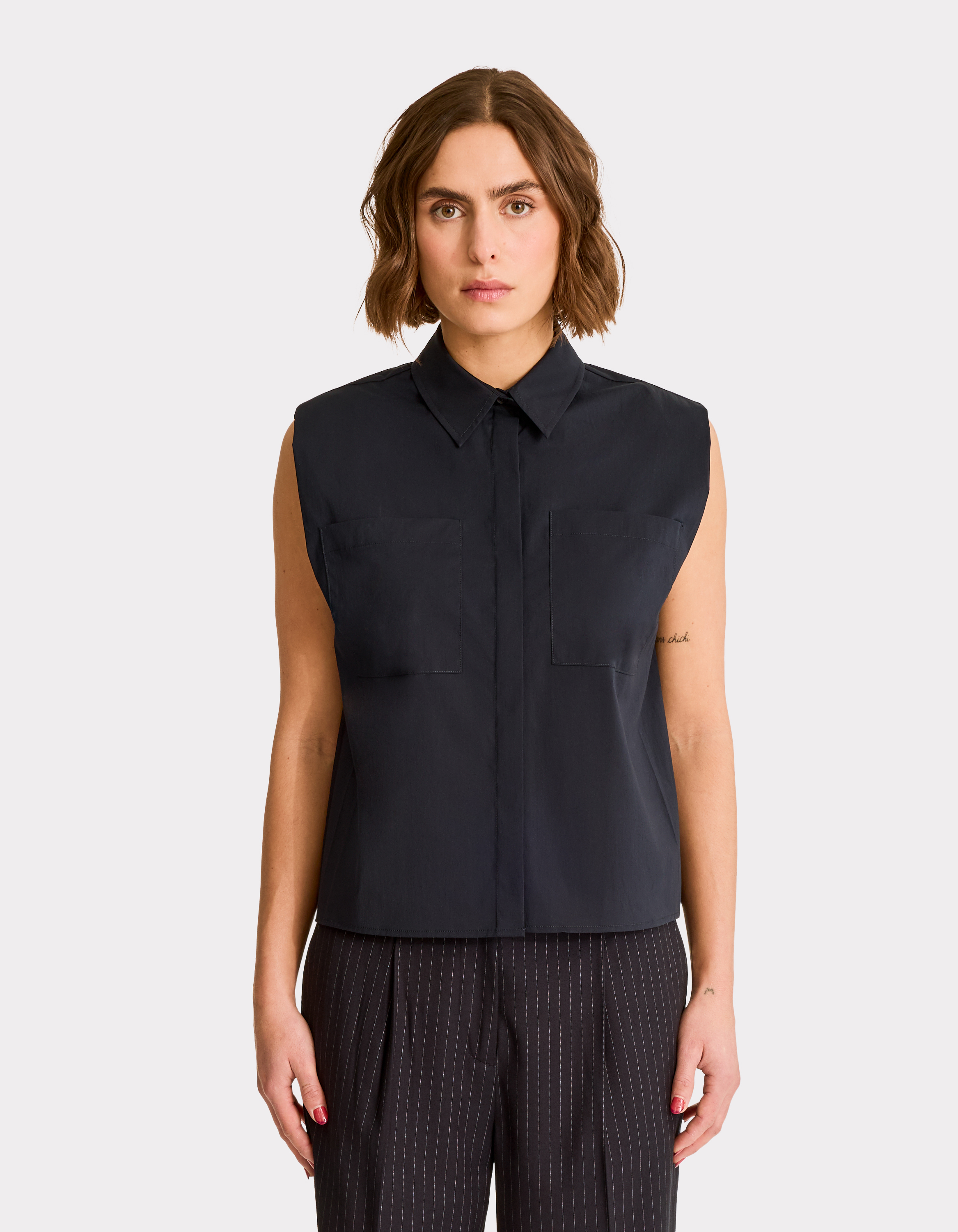 Chemise crop sans manches - marine - celio - Modalova