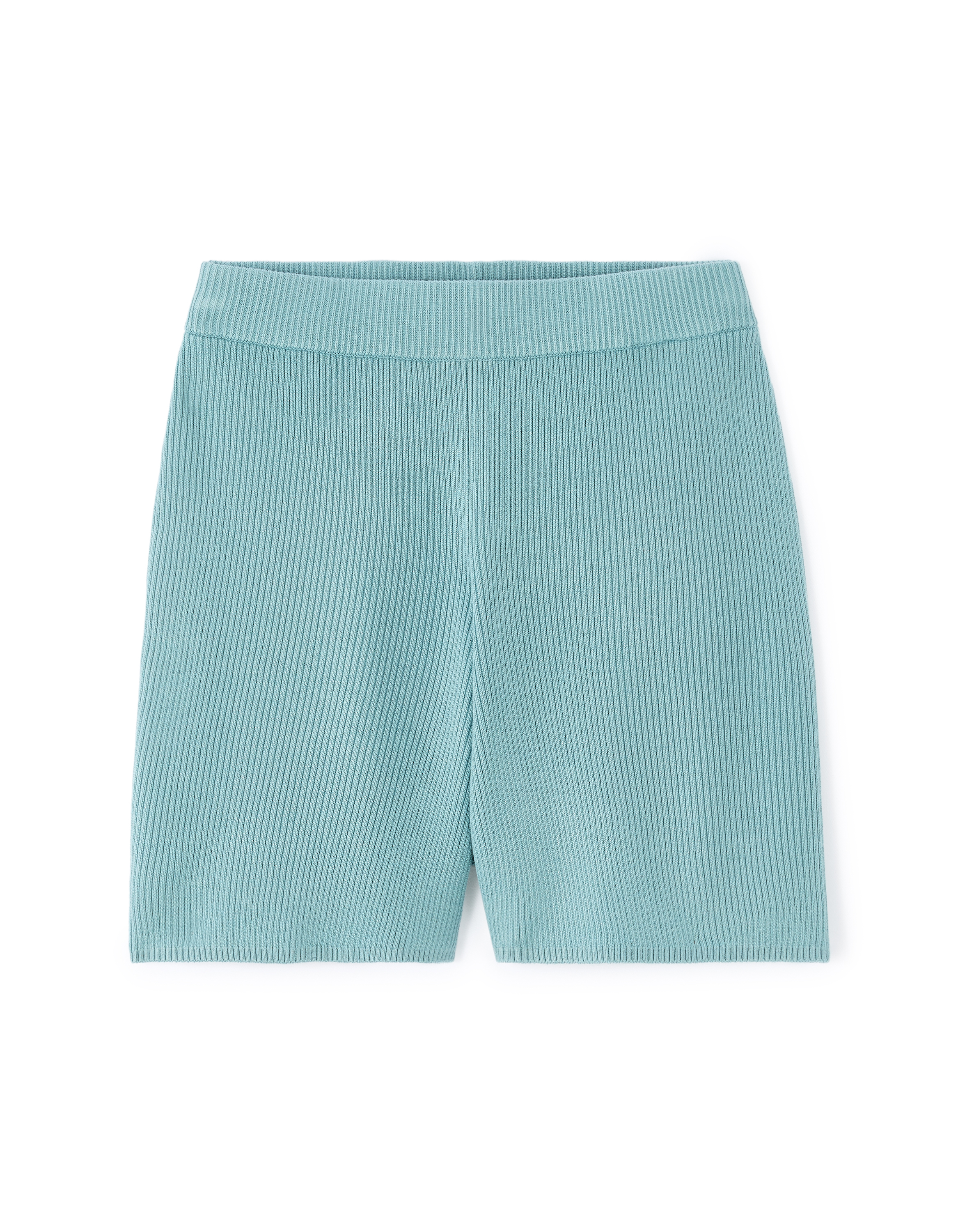 Short en maille côtelée - bleu
