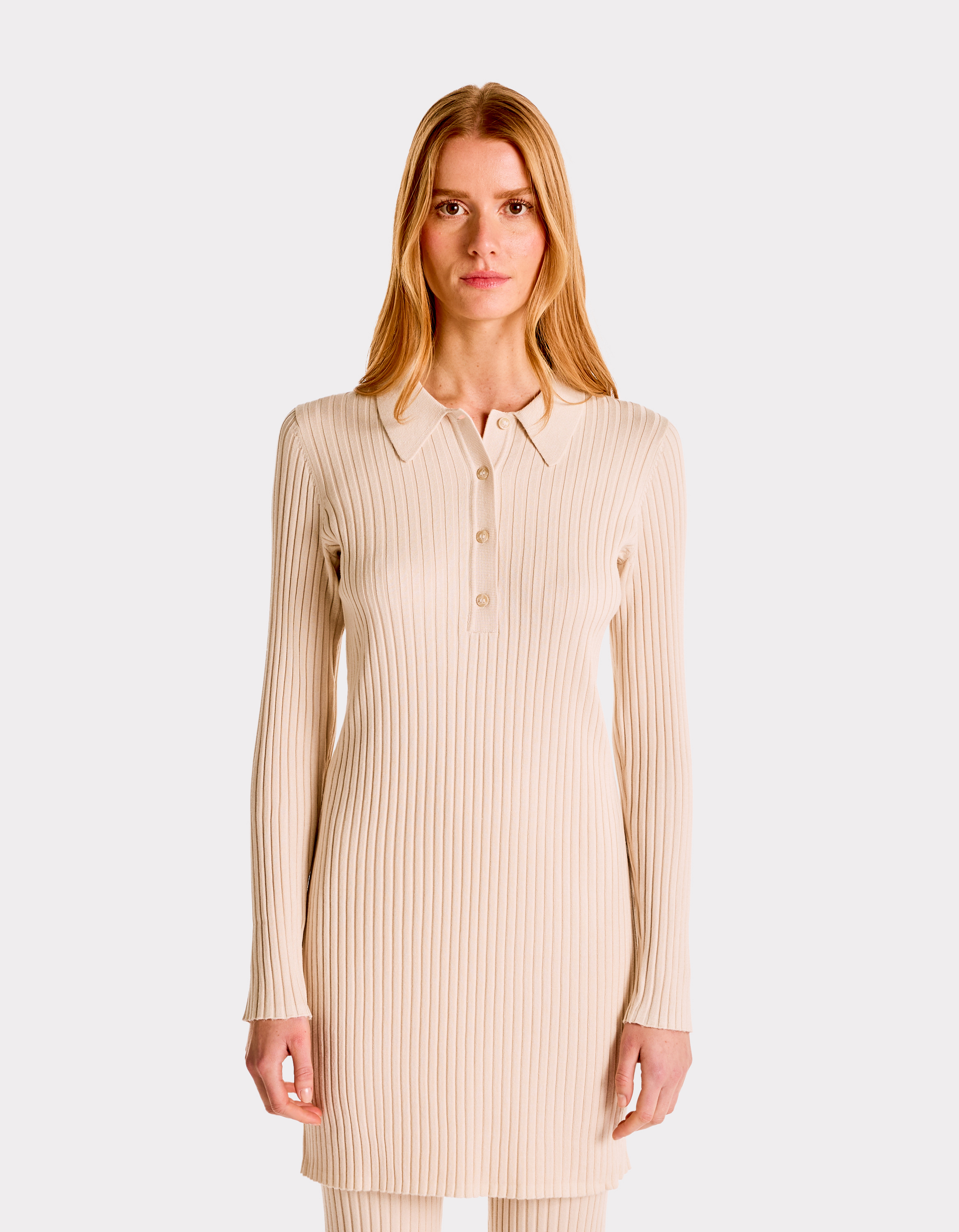 Robe en côtes plates - beige - celio - Modalova