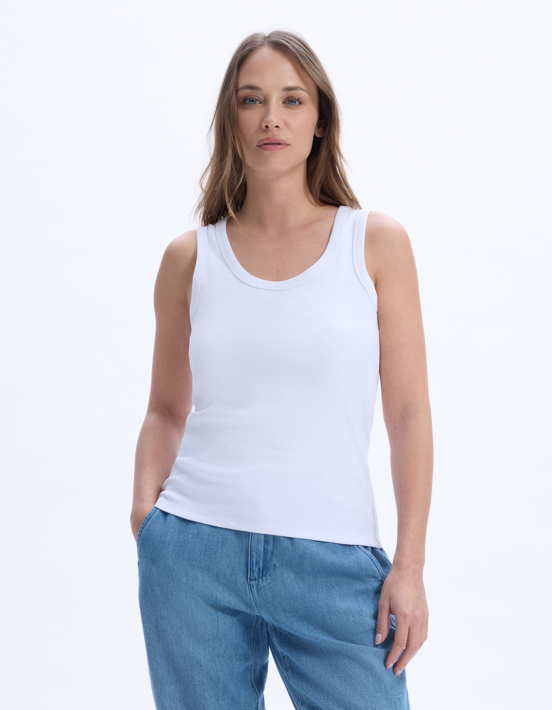 Débardeur côtelé uni - blanc - celio - Modalova