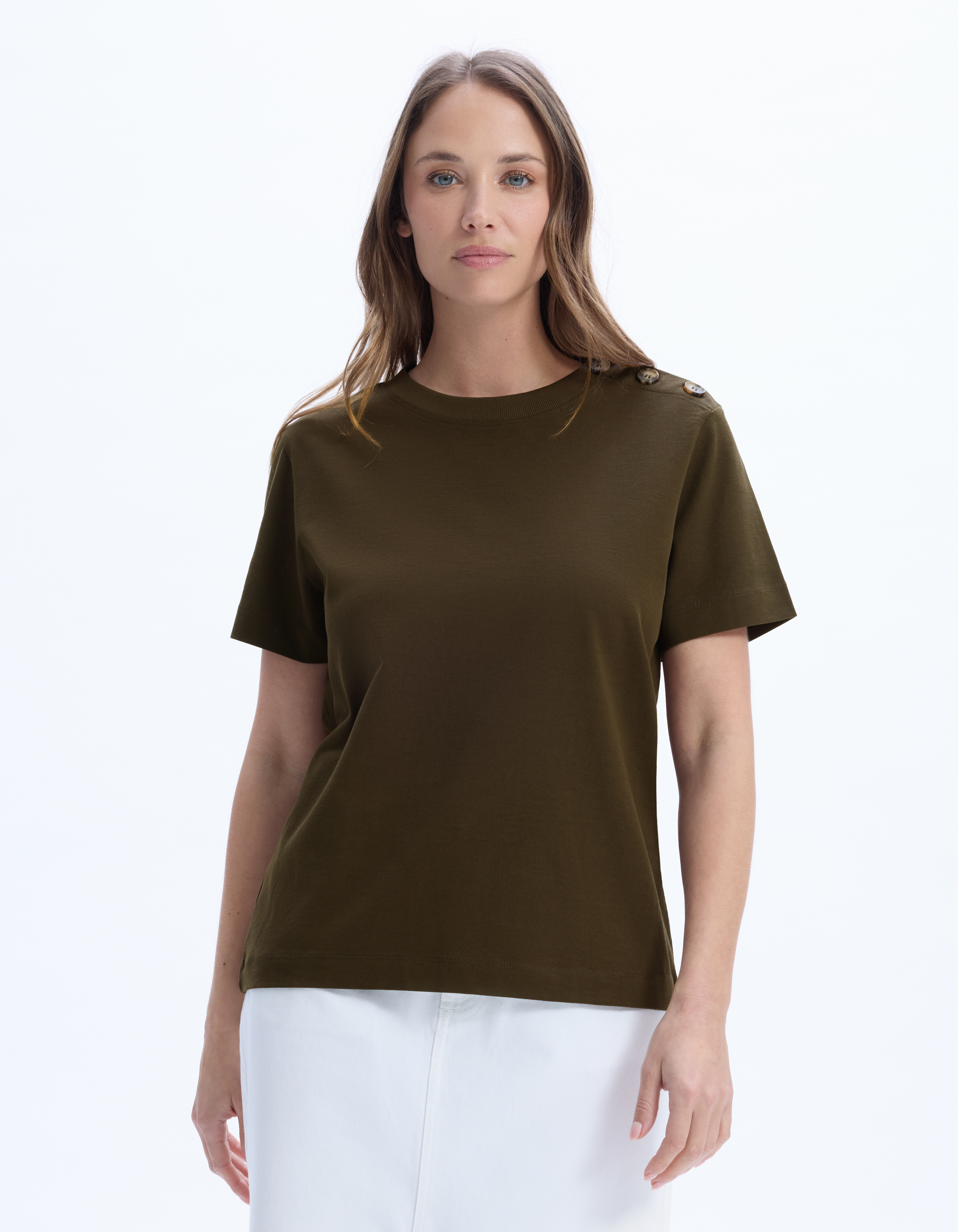 T-shirt en coton épais boutonné - laurier foncé - celio - Modalova