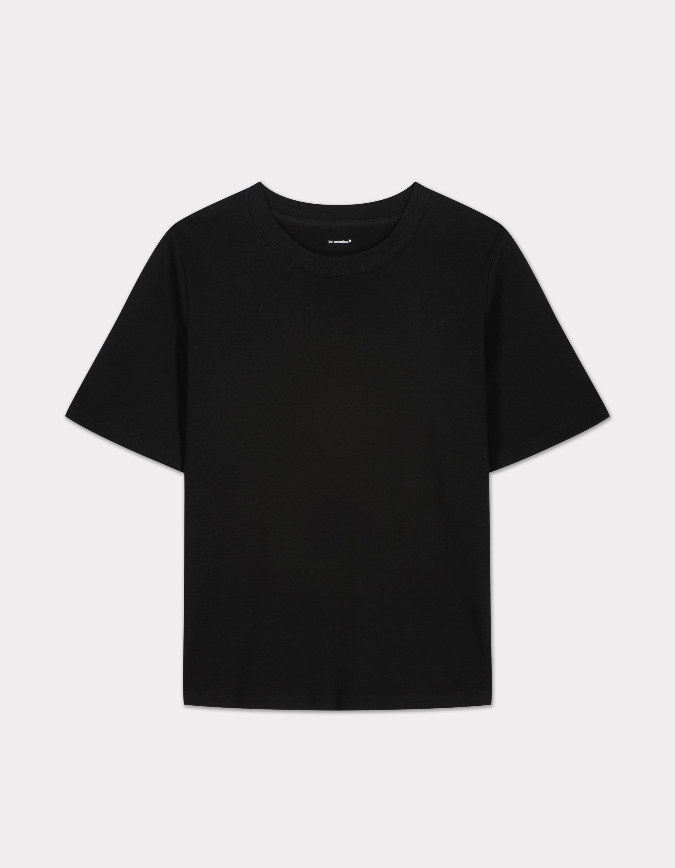 T-shirt en coton doux à col rond - noir