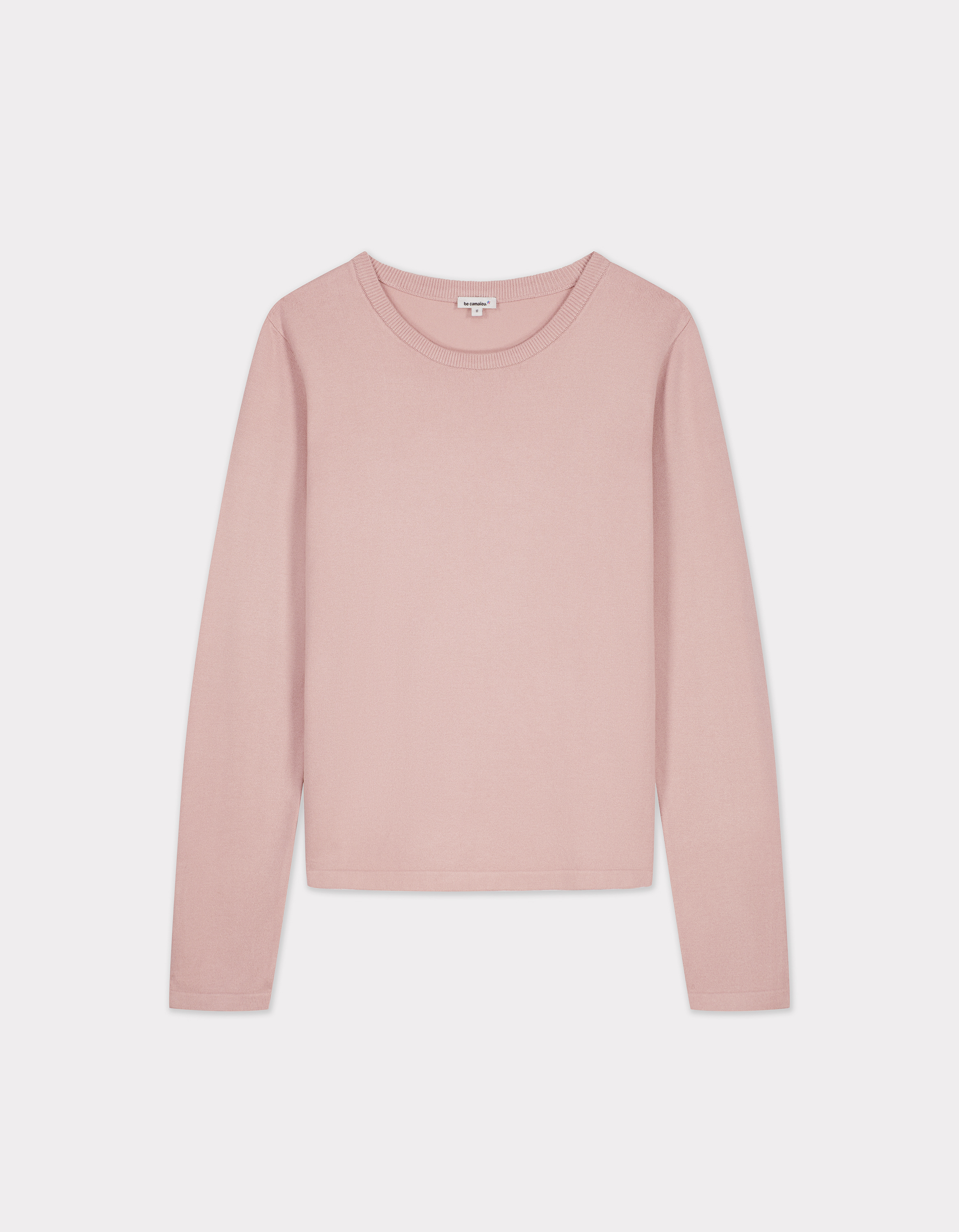 Pull fluide col rond en viscose Ecovero - rose