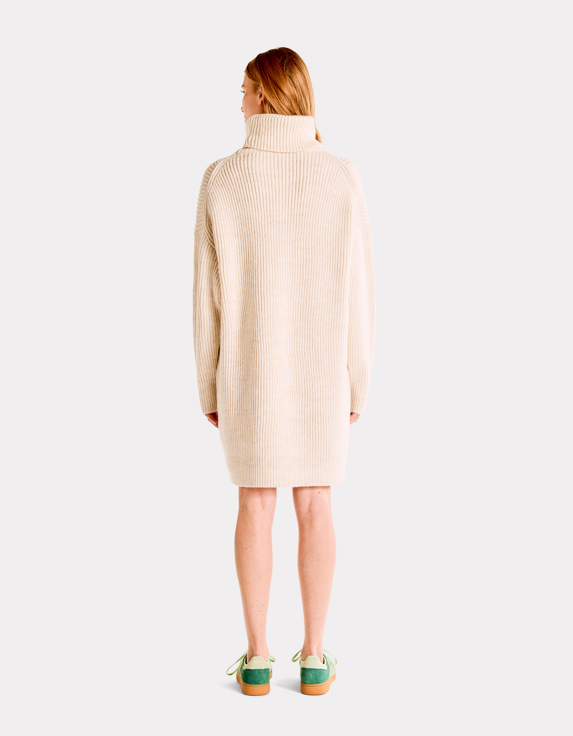Robe mi longue en tricot col roulé - beige - celio - Modalova