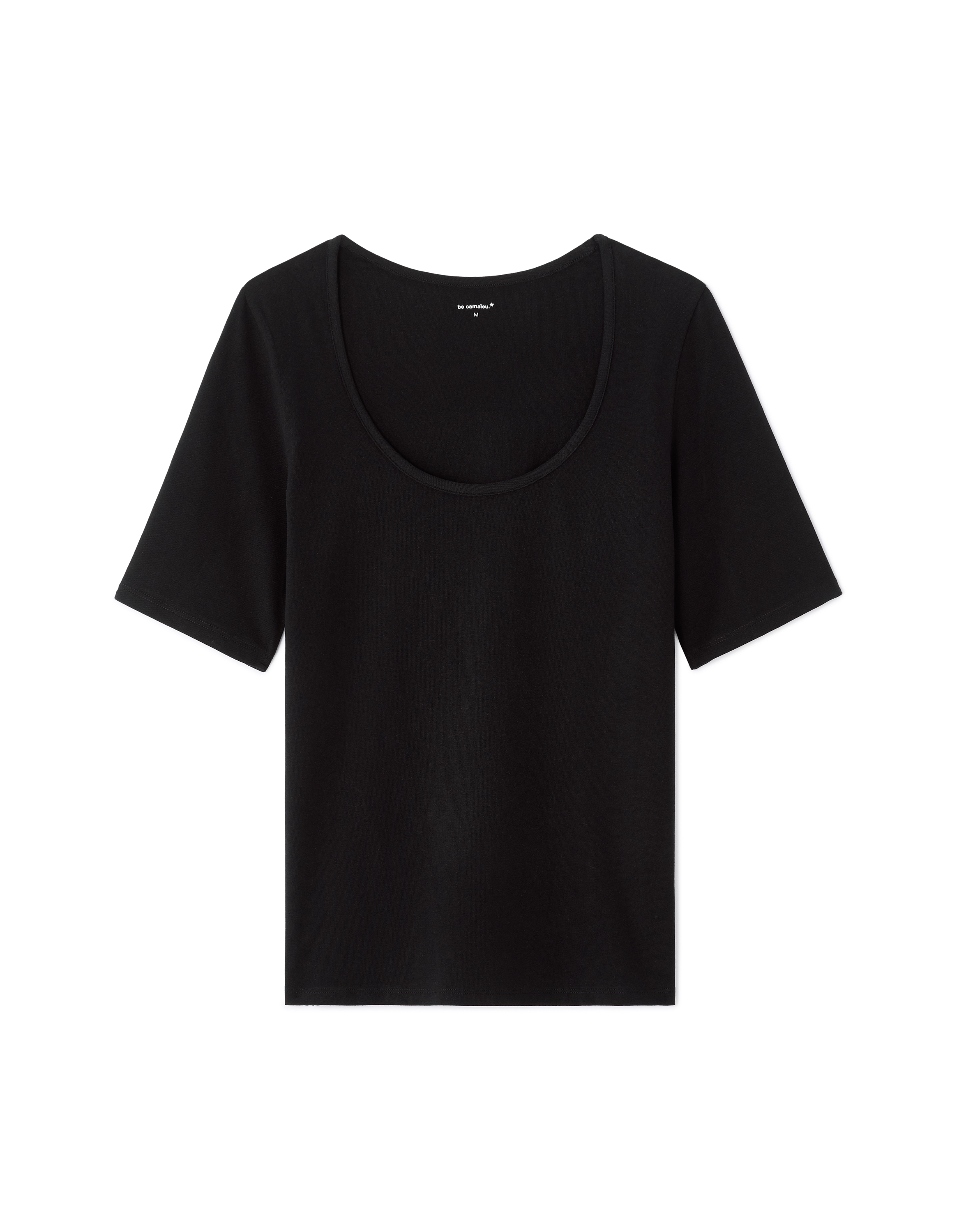 T-shirt uni à col rond - noir