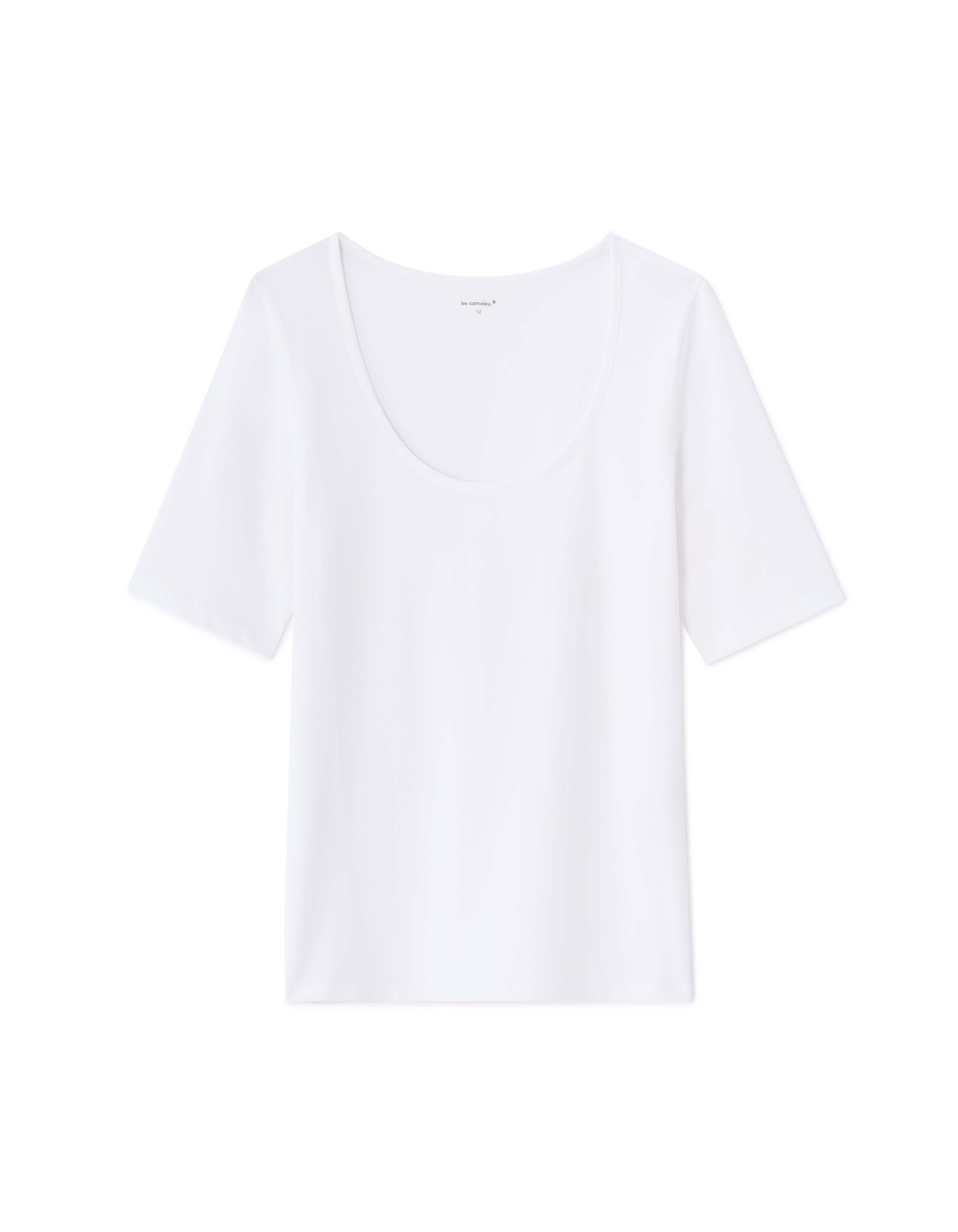 T-shirt uni à col rond - blanc