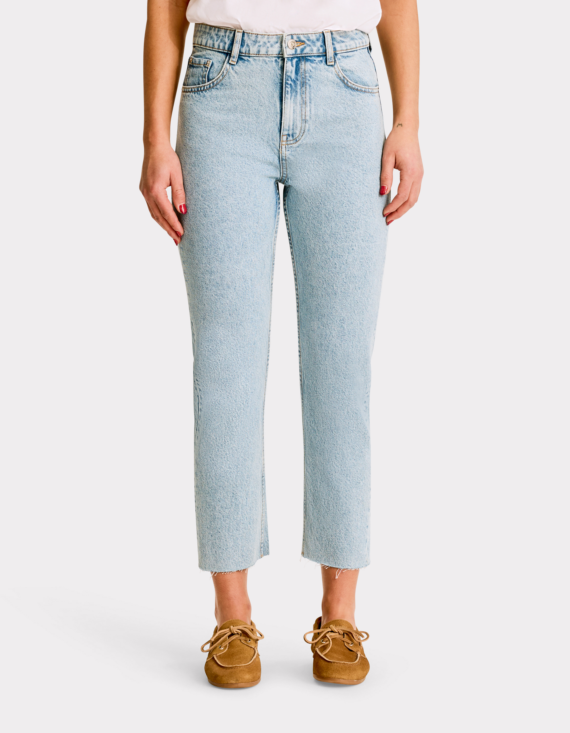 Jean droit 7/8è - bleached - celio - Modalova