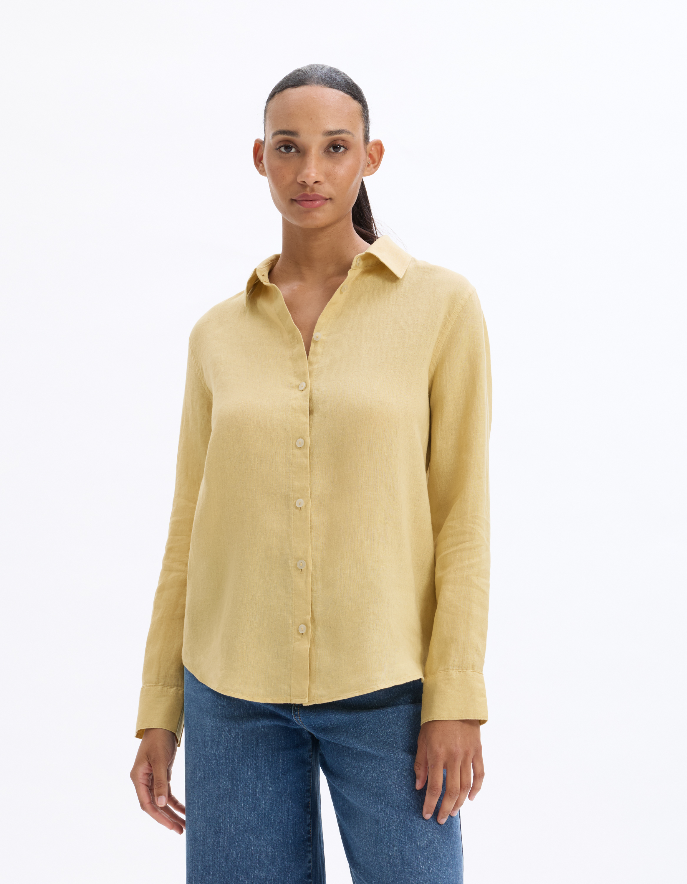 Chemise 100% Lin - jaune - celio - Modalova