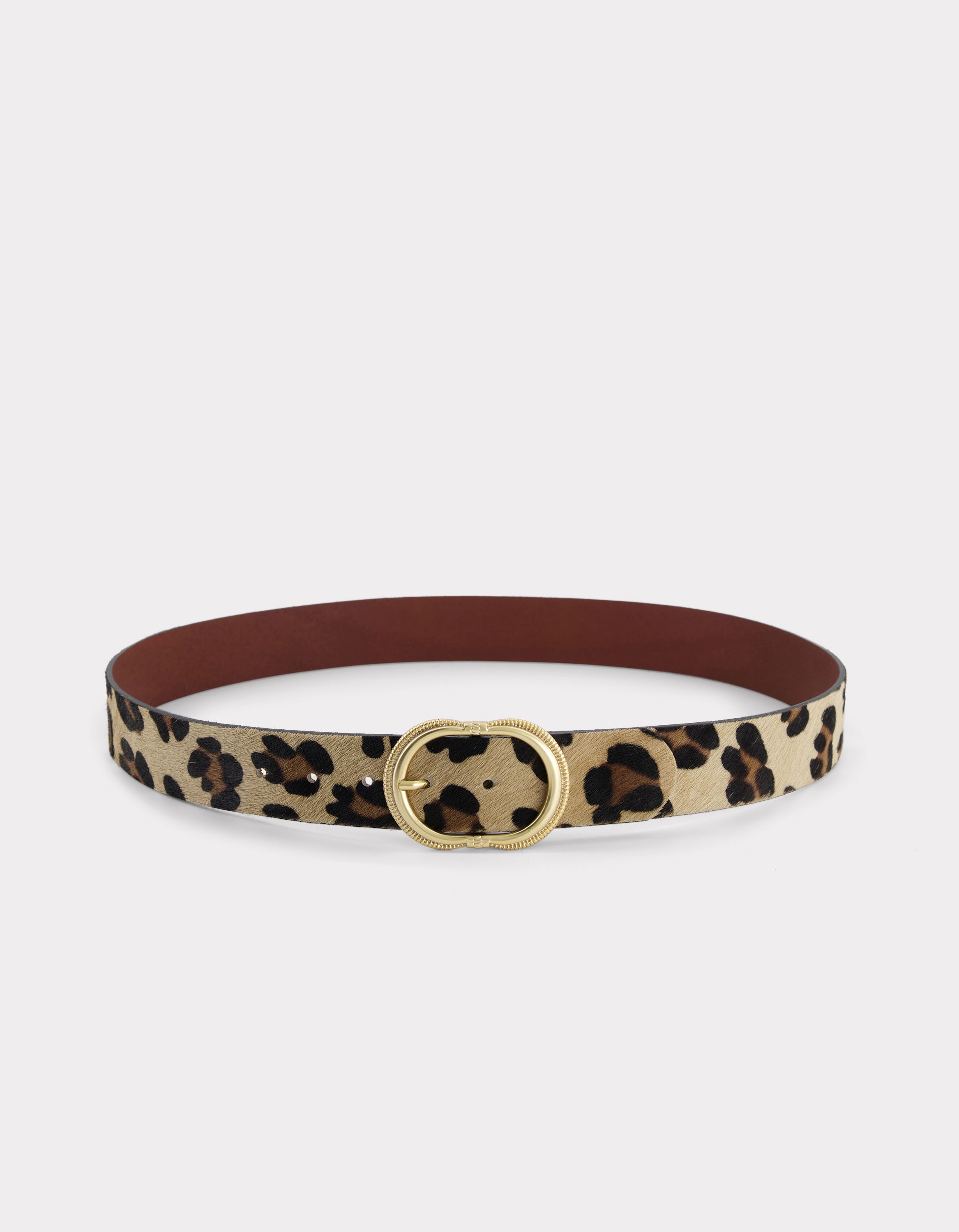 Ceinture en cuir avec doublure léopard - marron