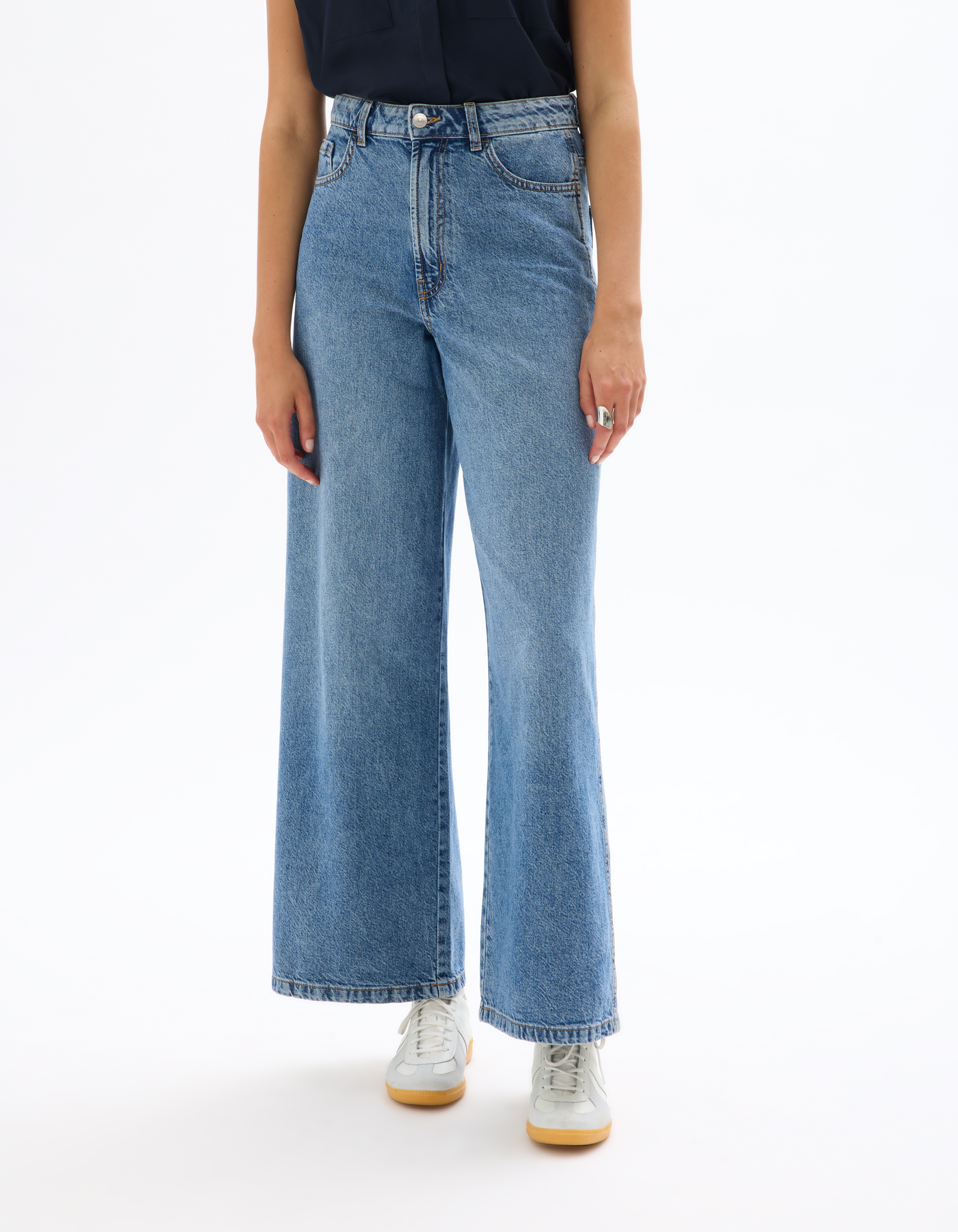 Jean large taille haute - bleu - celio - Modalova