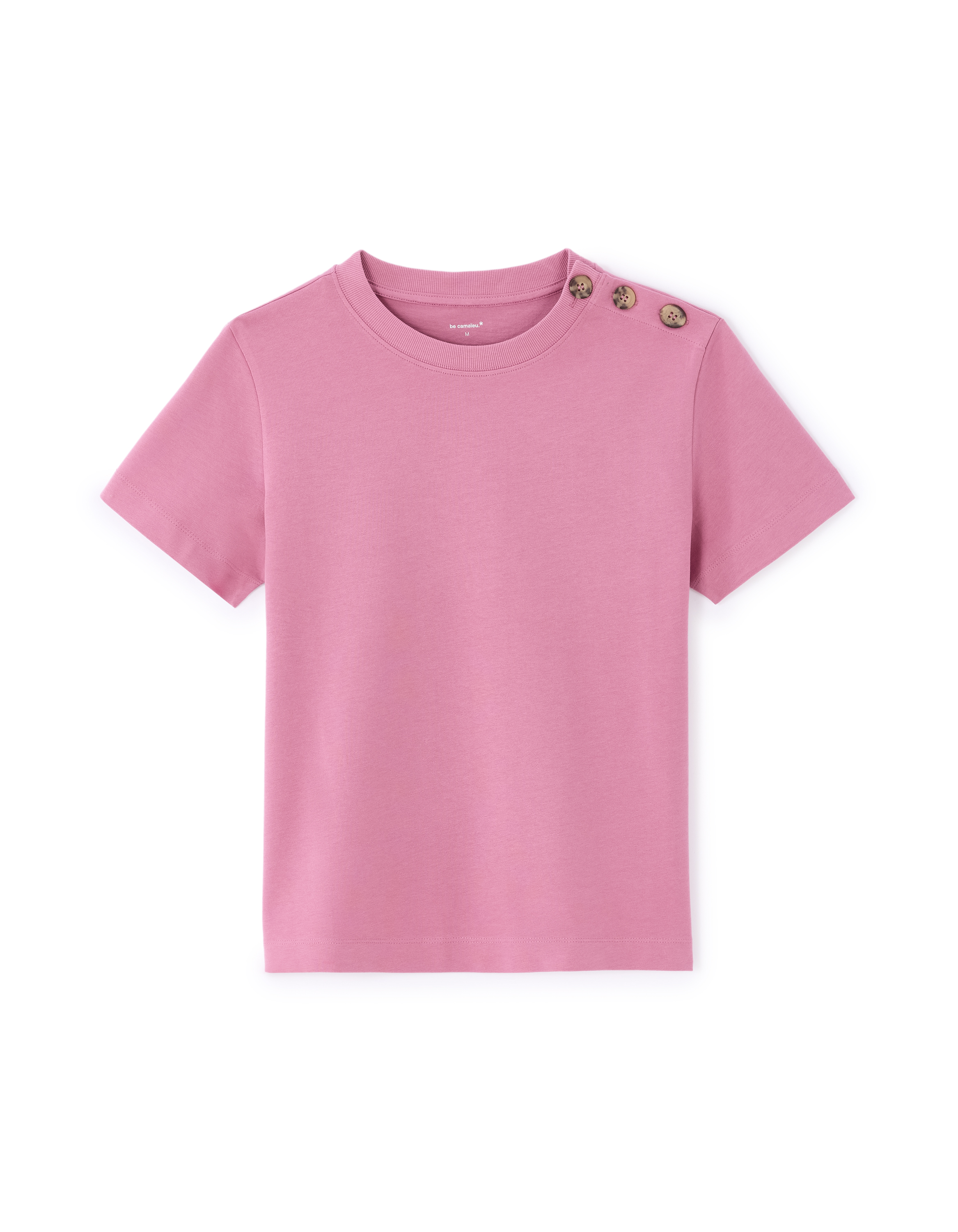 T-shirt boutonné en coton épais - rose
