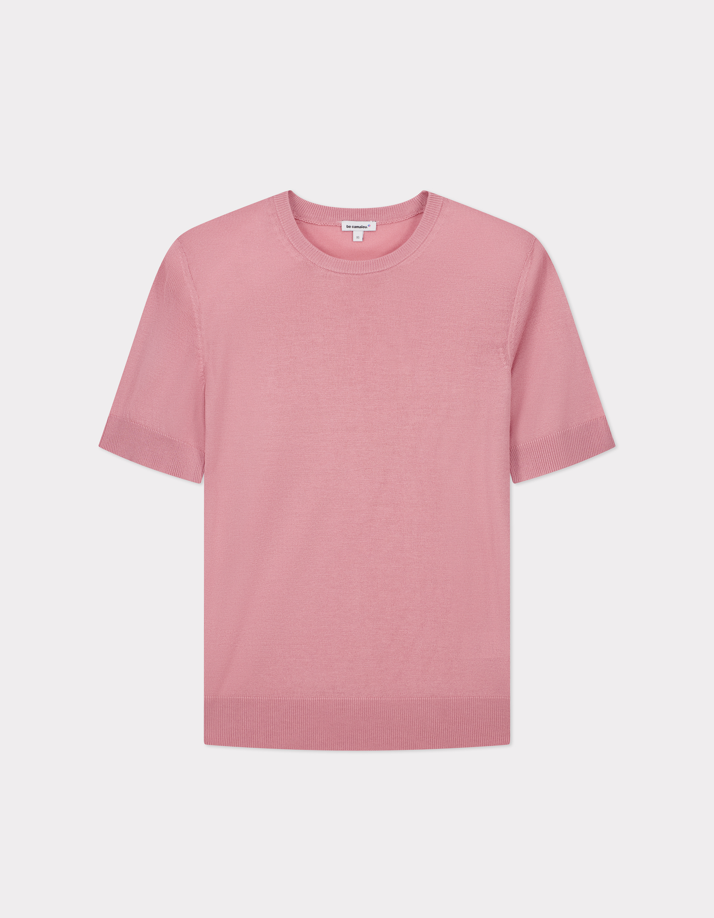 Pull maille fine à manches courtes - rose clair