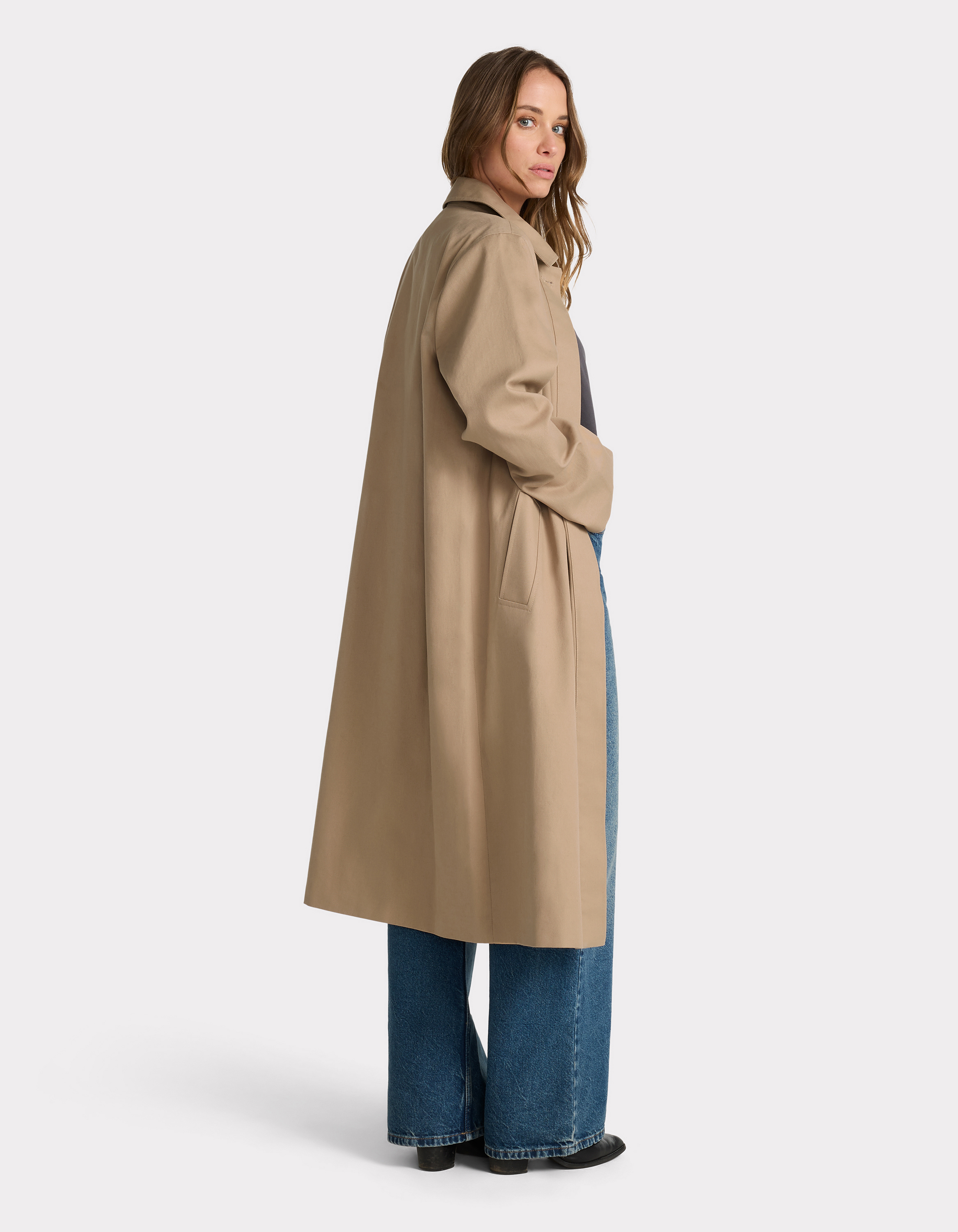 Trench long boutonné - camel - celio - Modalova