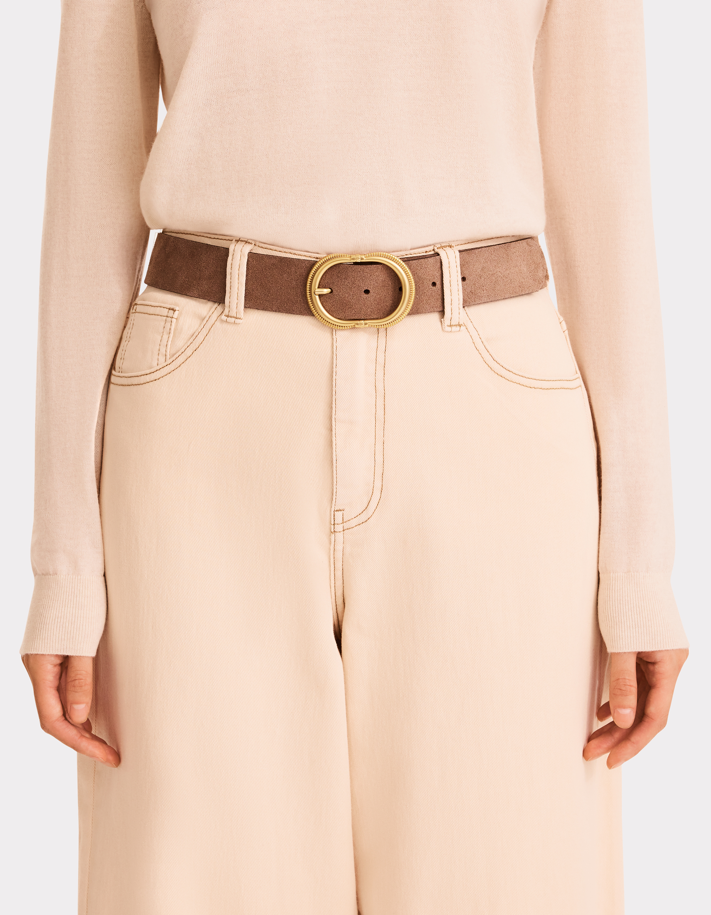 Ceinture en cuir colorée - gris - celio - Modalova