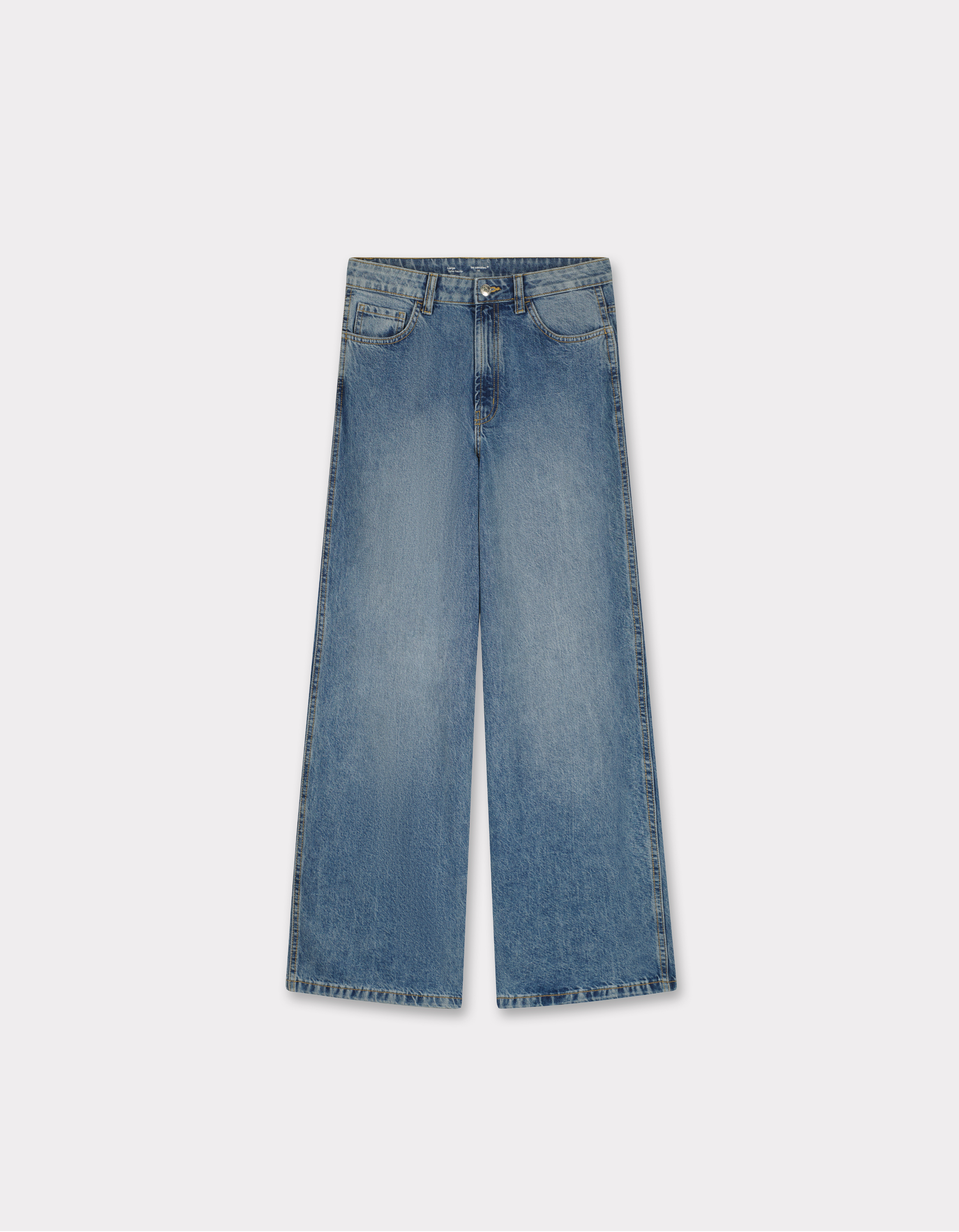 Jean large taille haute - bleu