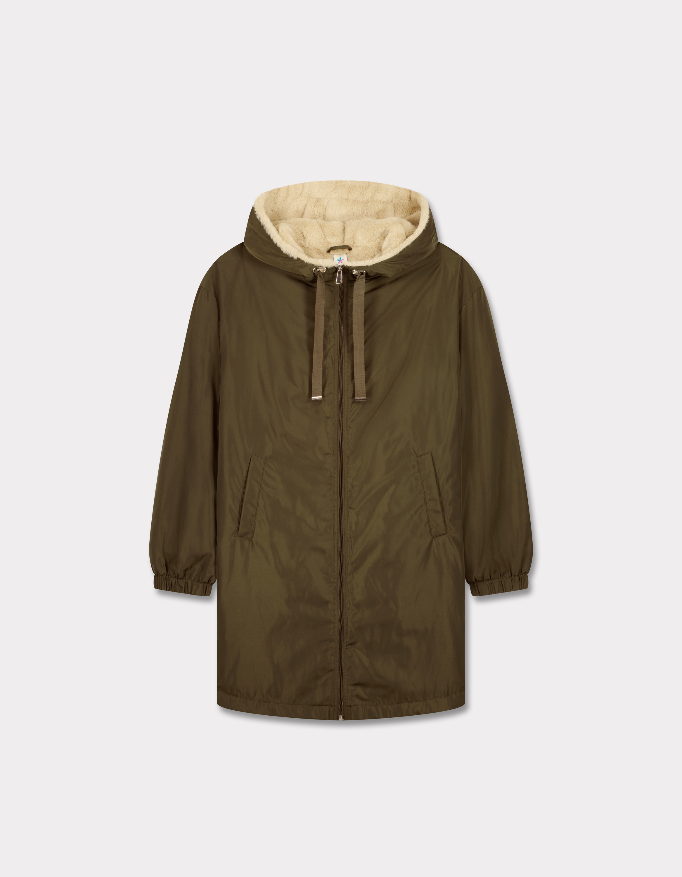 Parka longue avec intérieur duveteux - kaki