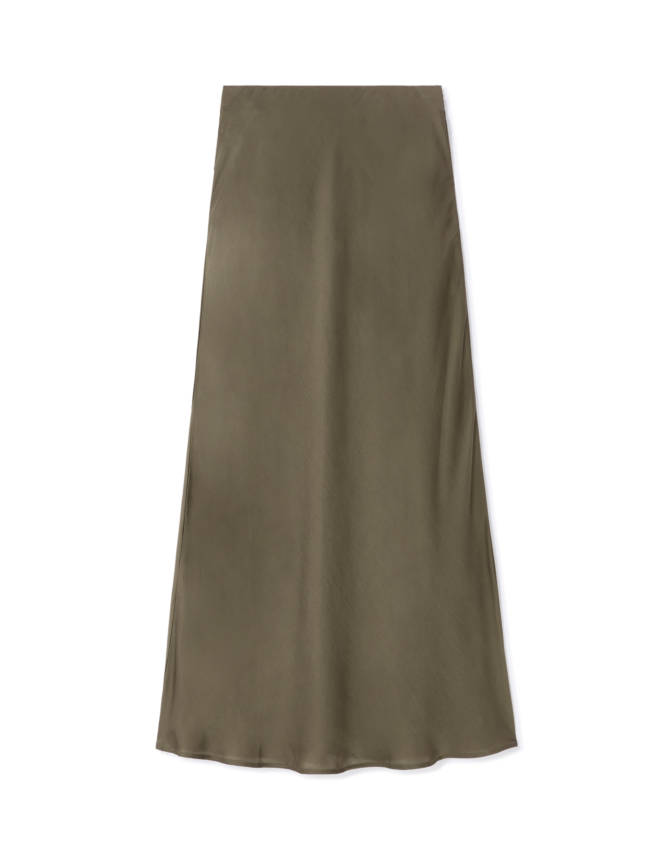 Jupe mi longue en satin - kaki