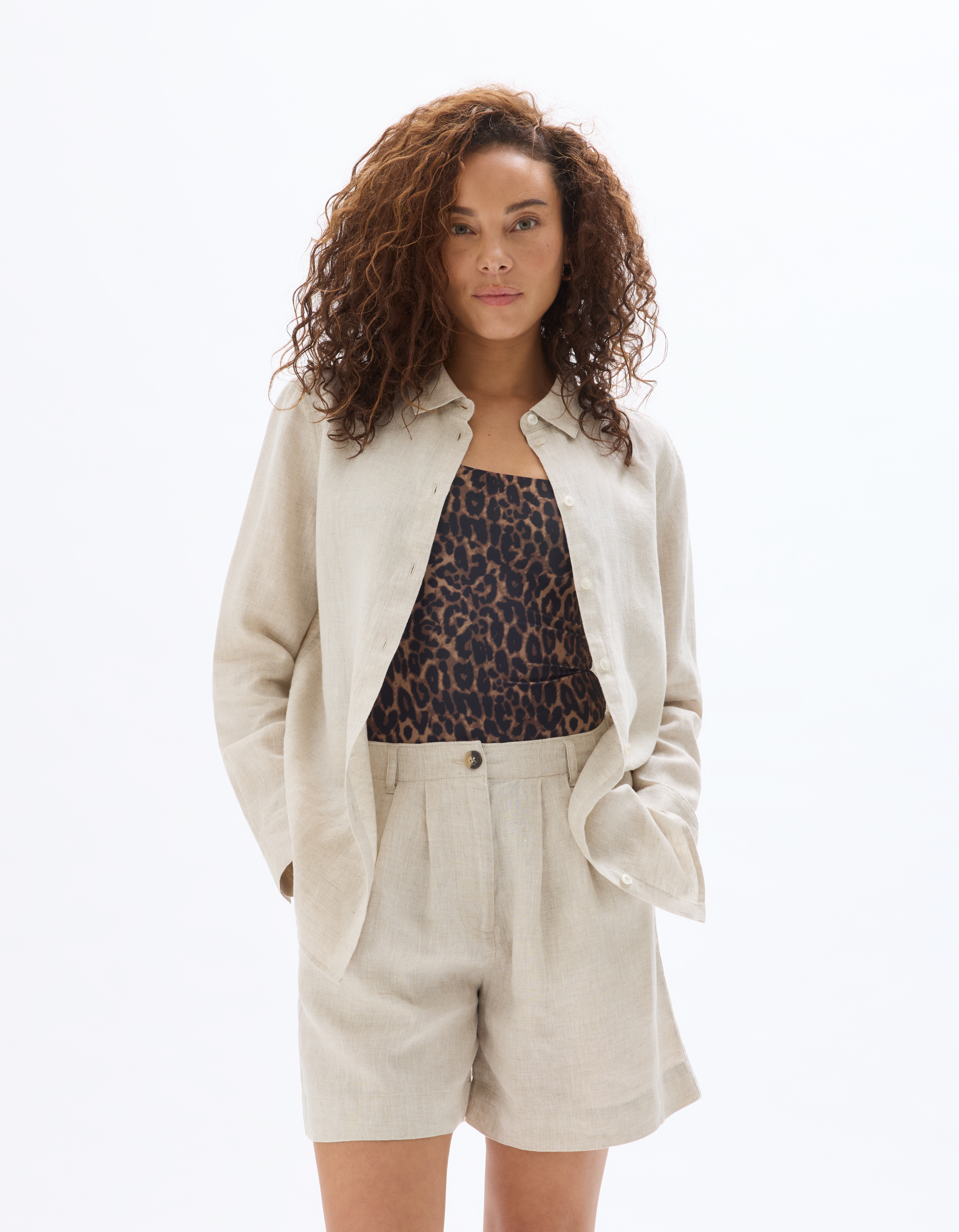 Chemise en lin - beige - celio - Modalova