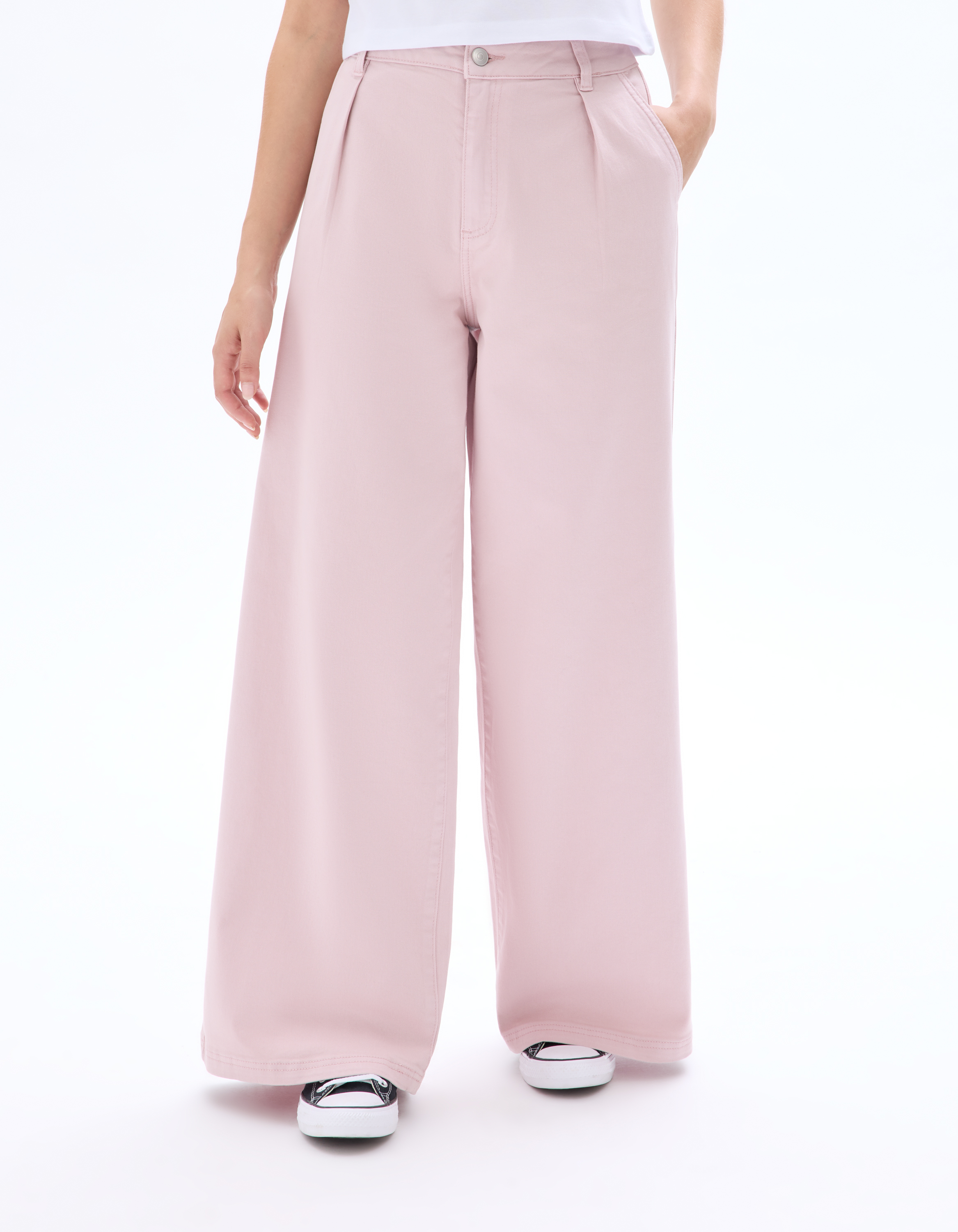Pantalon jambe large - rose - celio - Modalova