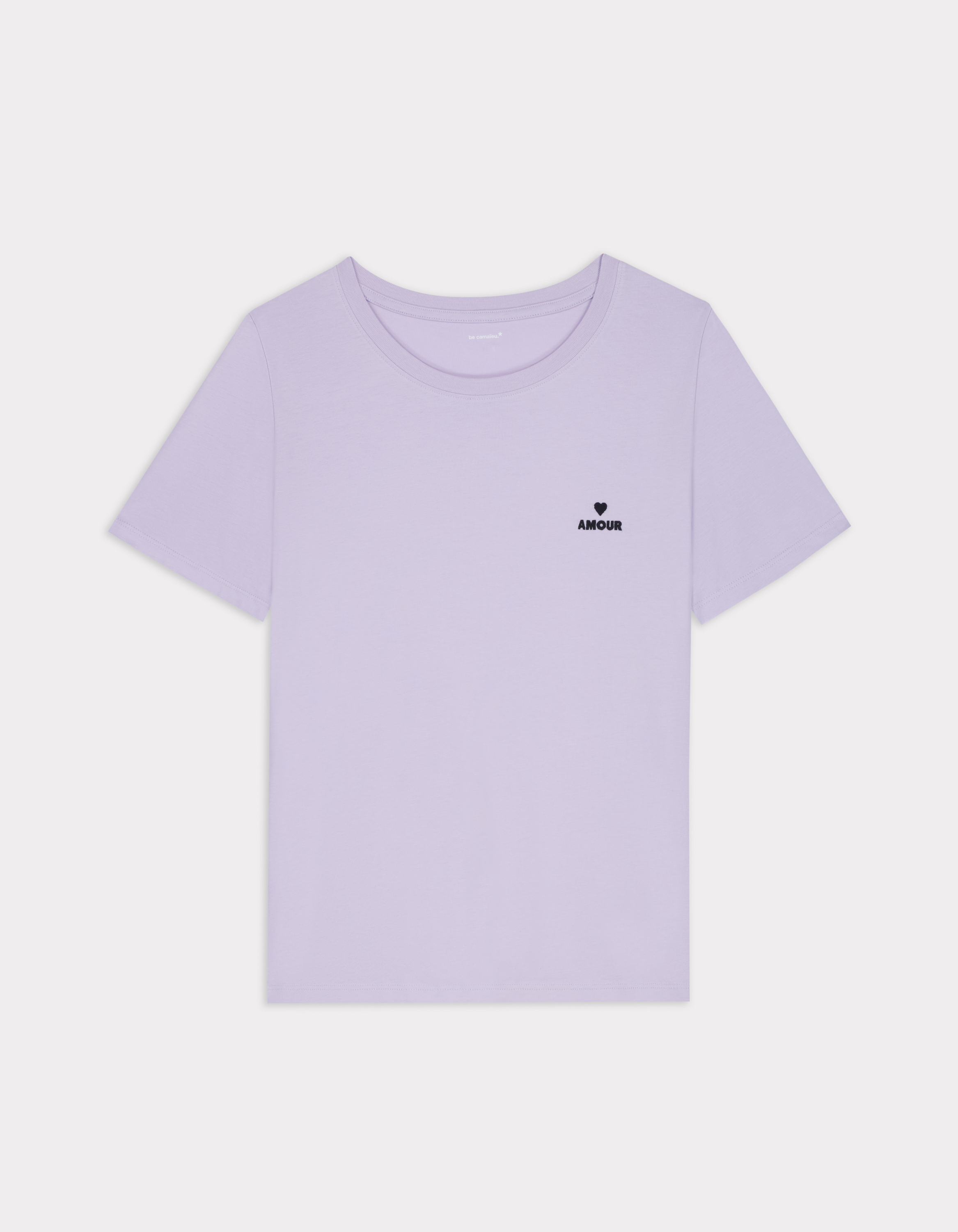 T-shirt brodé à col rond - violet