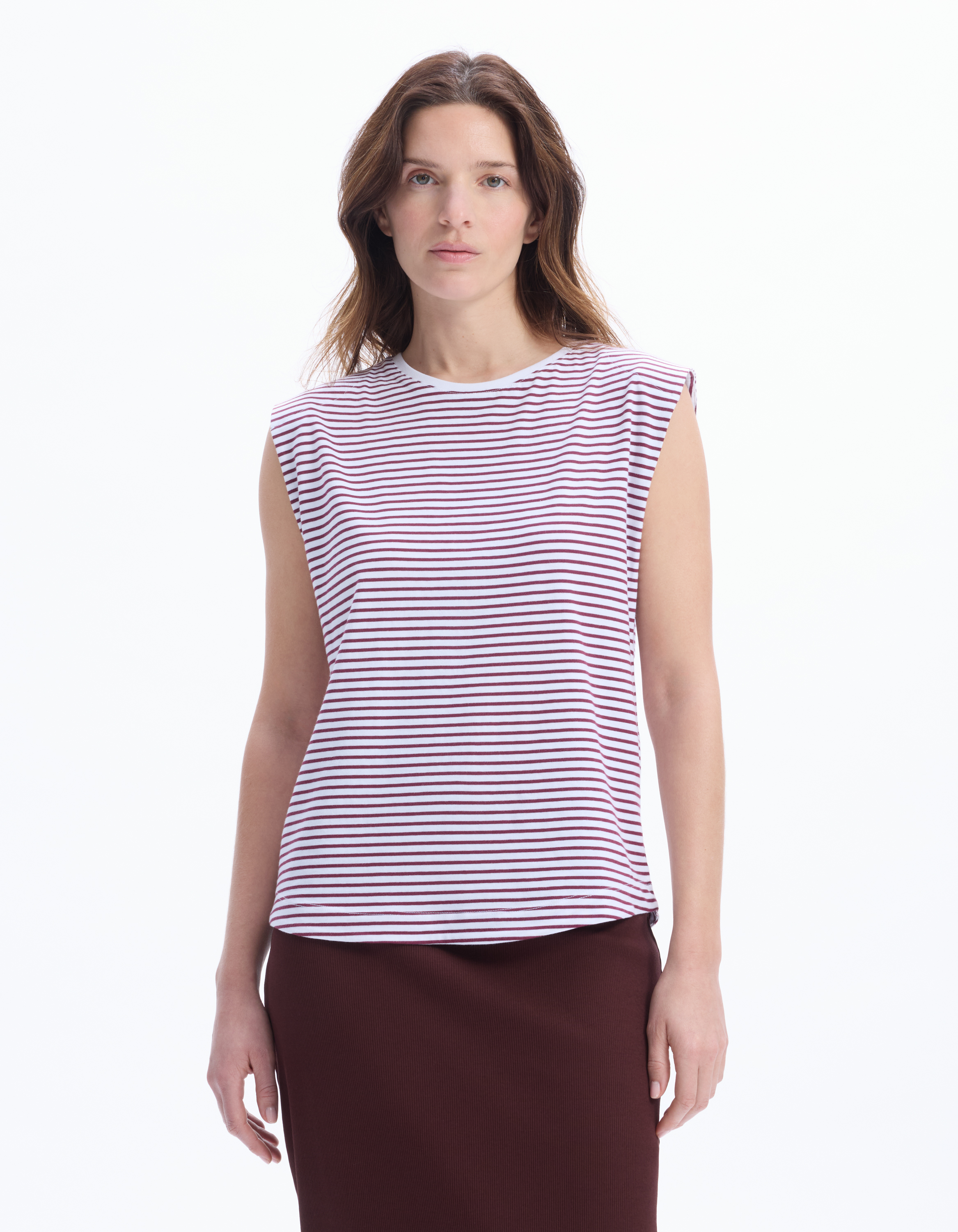 T-shirt sans manches à rayures - bordeaux - celio - Modalova