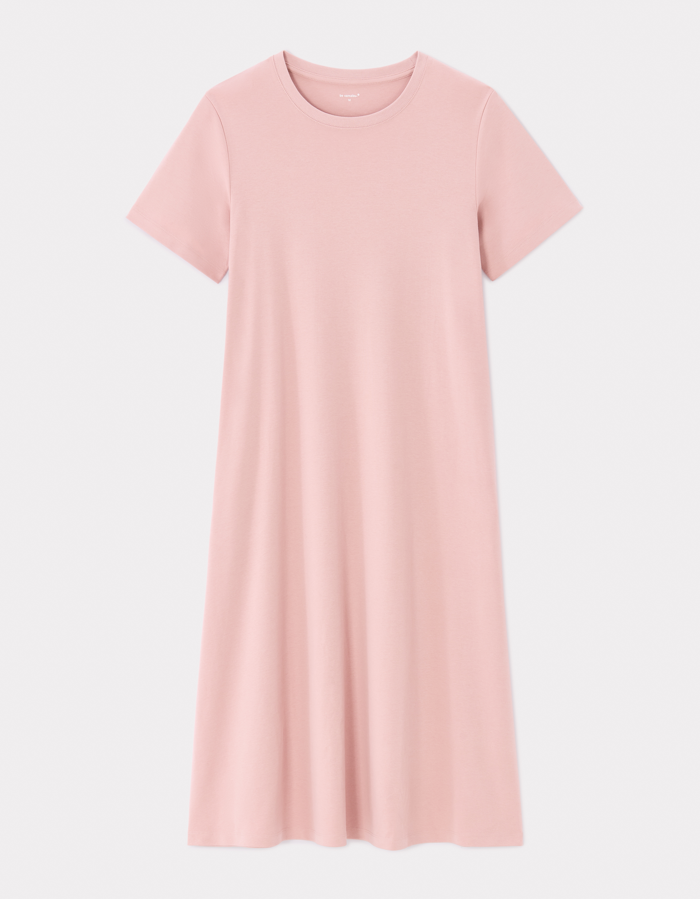 Robe mi-longue en coton - rose