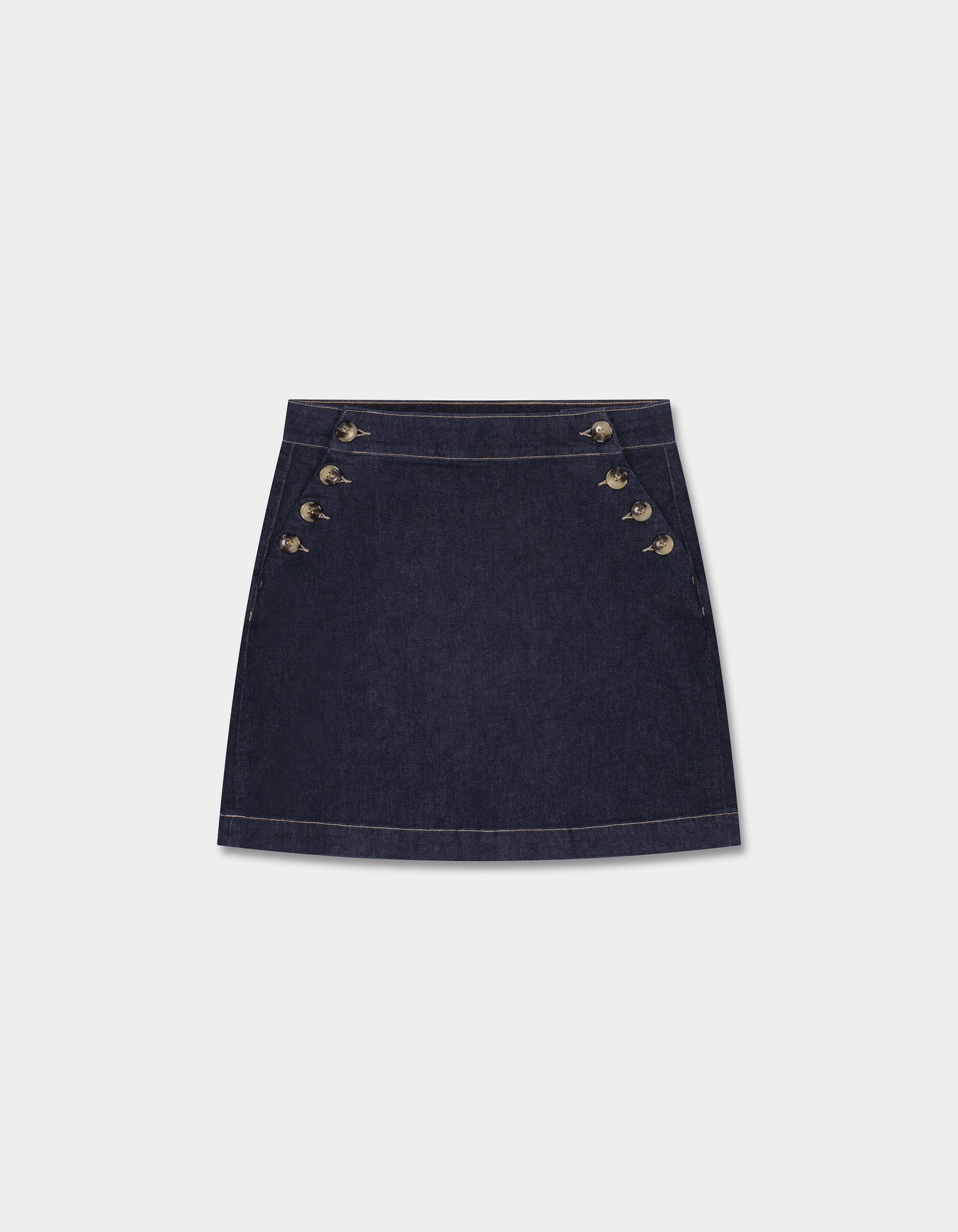 Jupe en denim à boutons décoratifs - denim