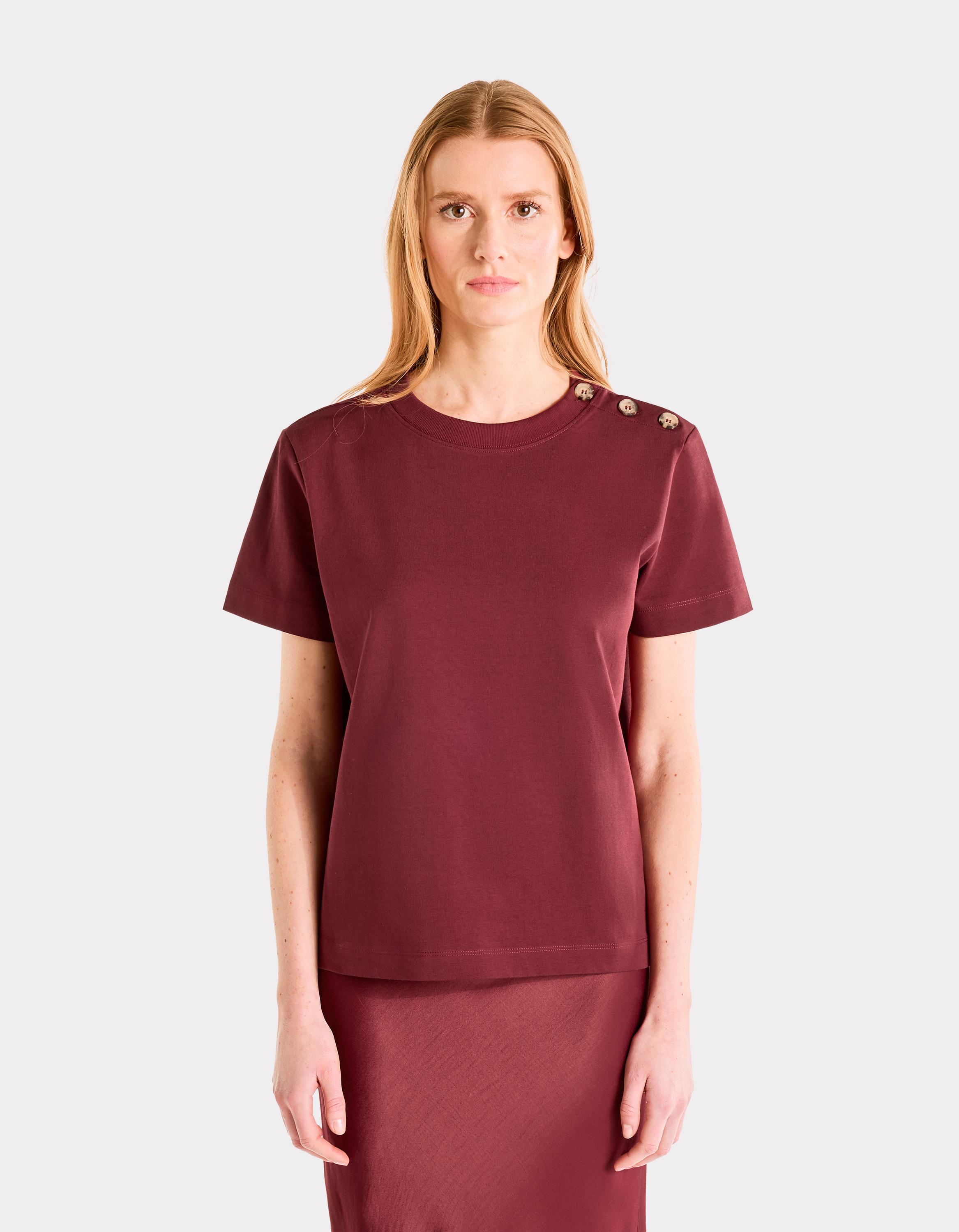 T-shirt en coton épais boutonné - bordeaux - celio - Modalova