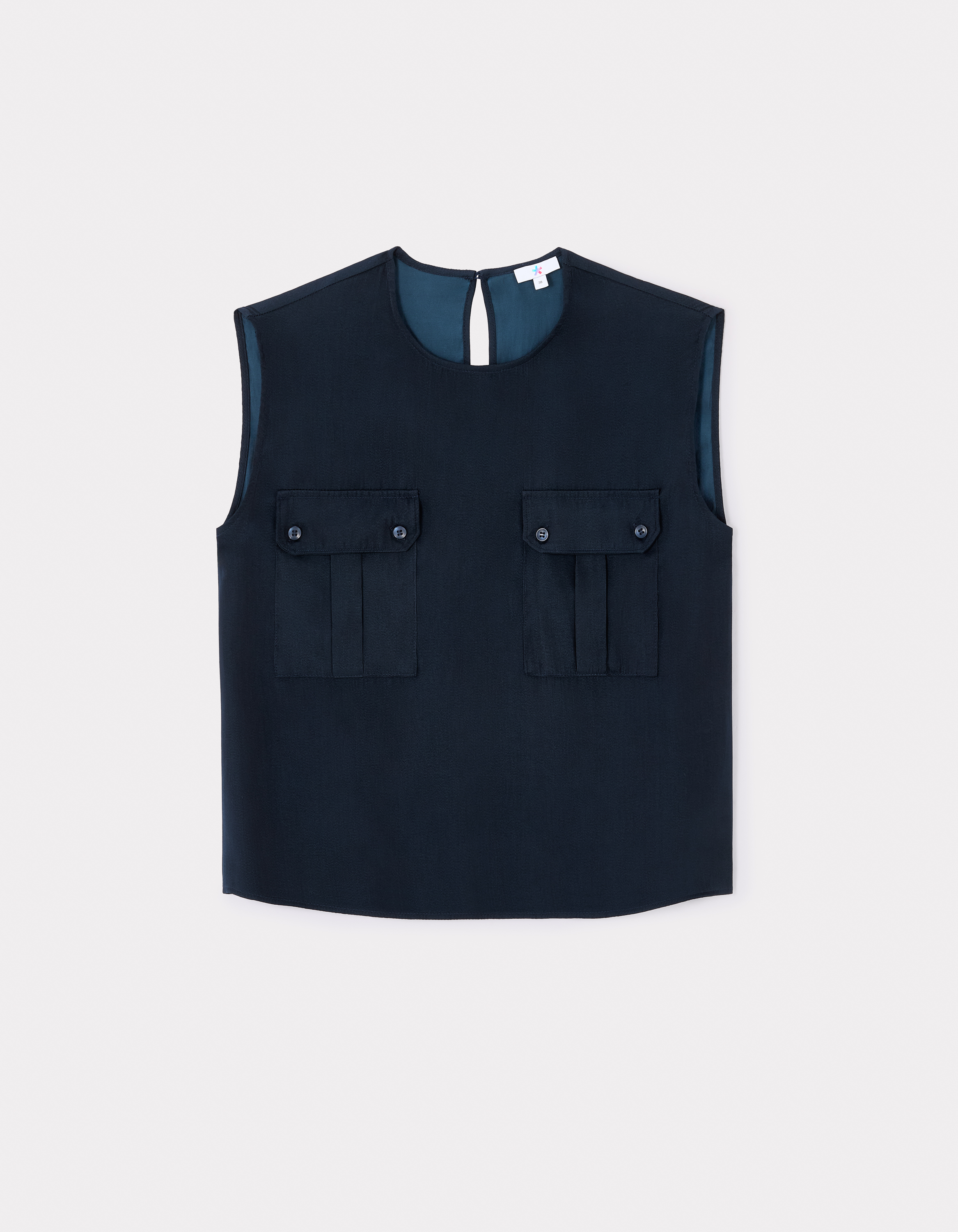 Blouse en satin sans manches - marine