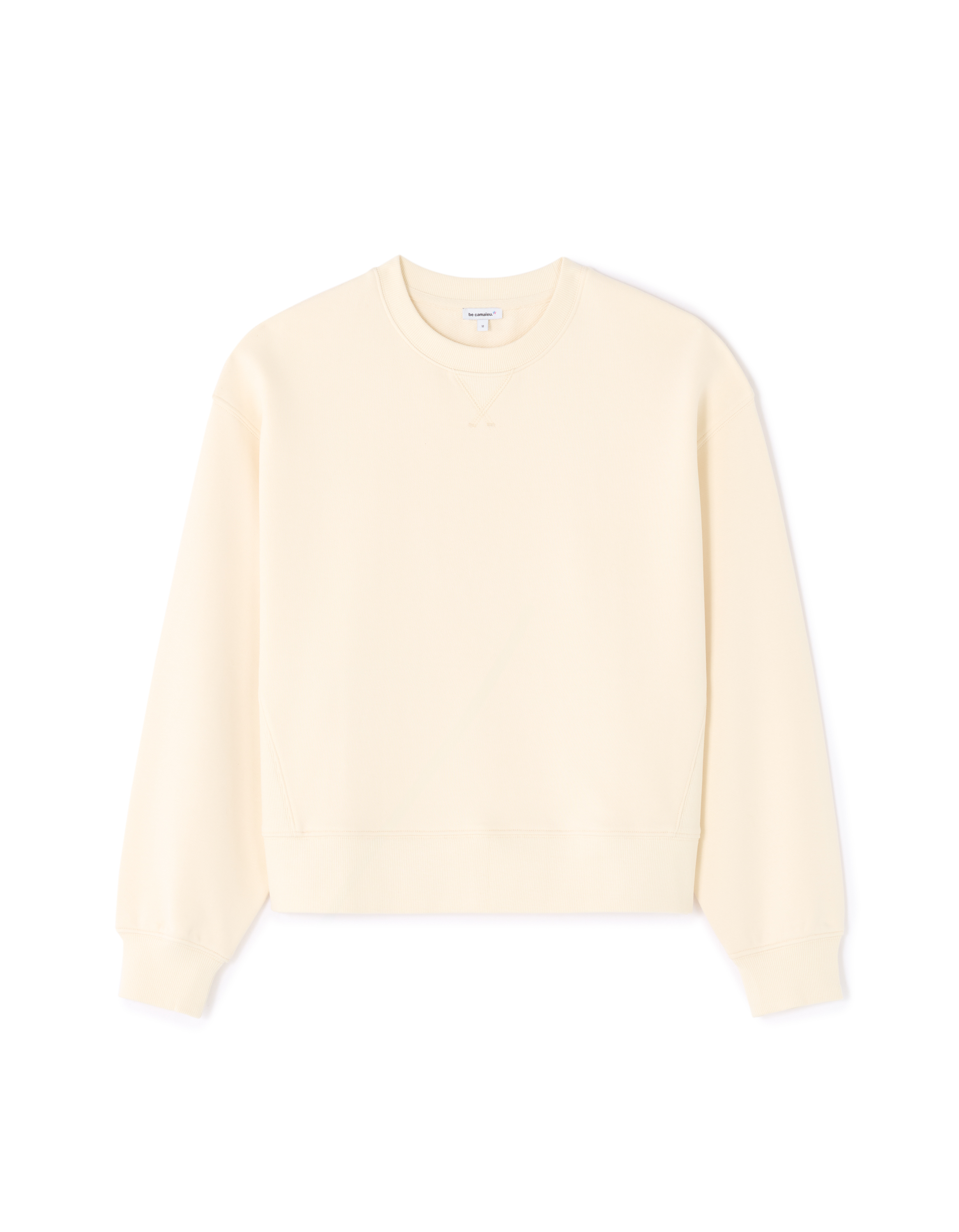 Sweat col rond en molleton - Ecru