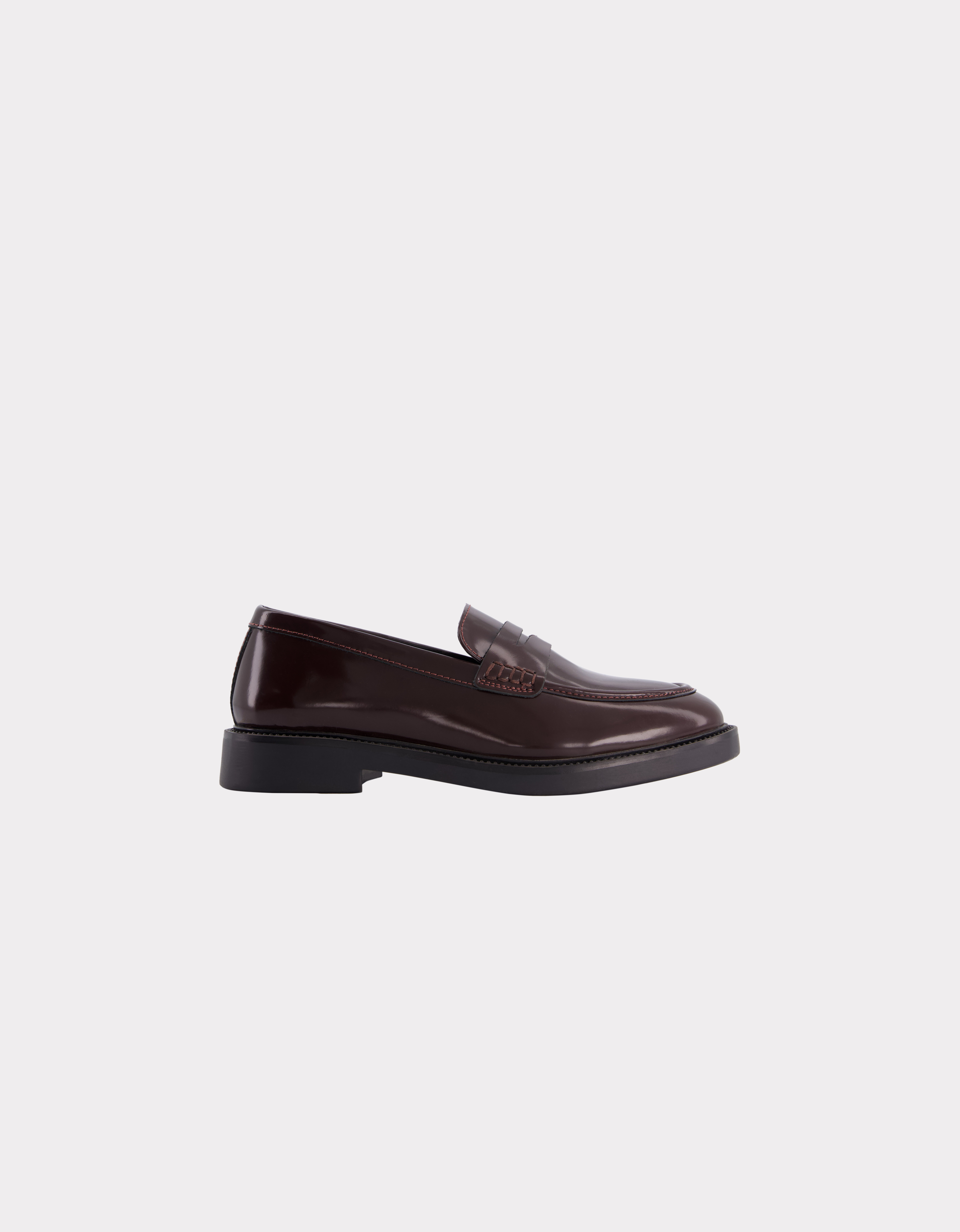 Mocassin à bouts ronds en cuir - marron