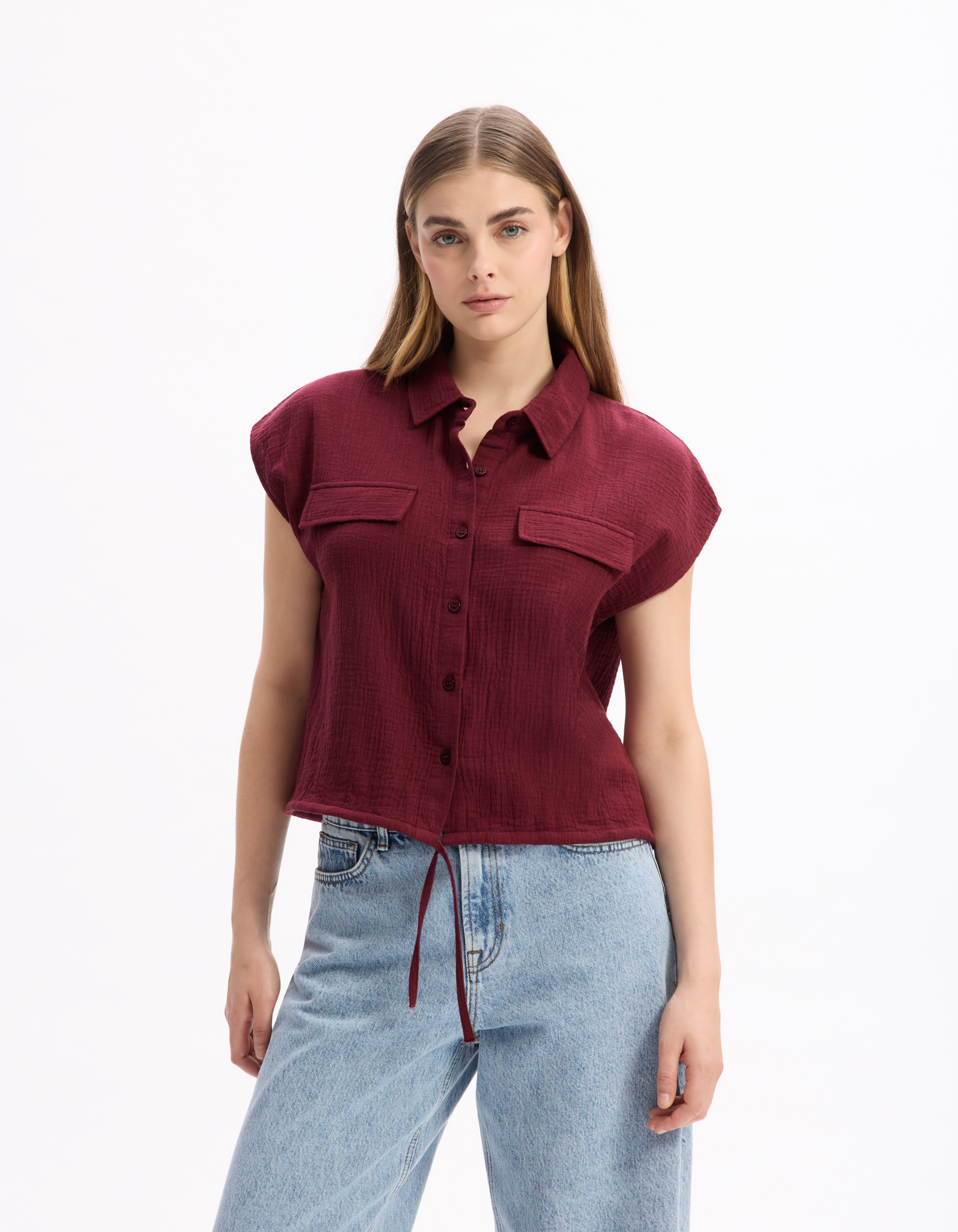 Chemisier en voile de coton sans manche - violet - celio - Modalova