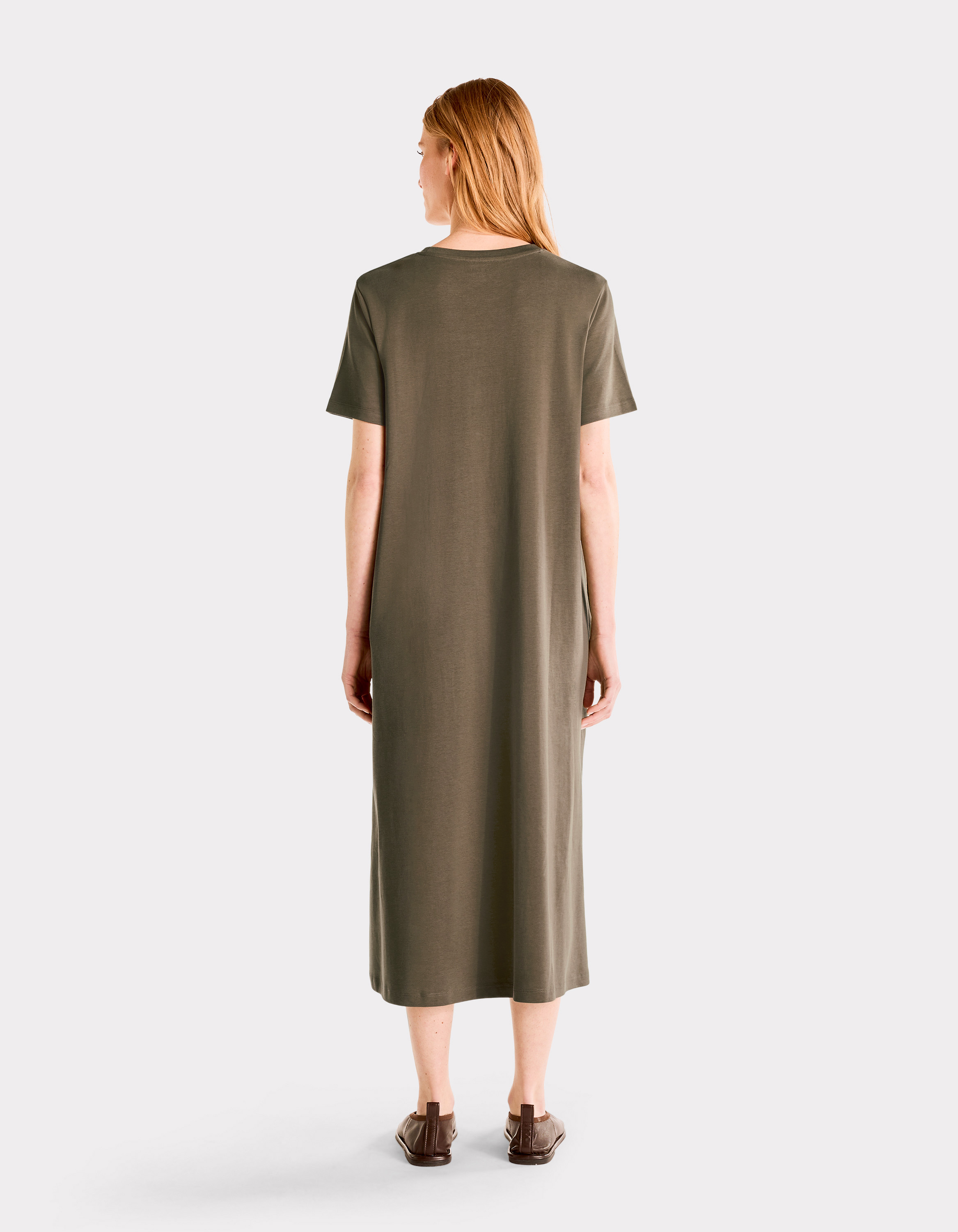Robe mi-longue en coton - kaki - celio - Modalova
