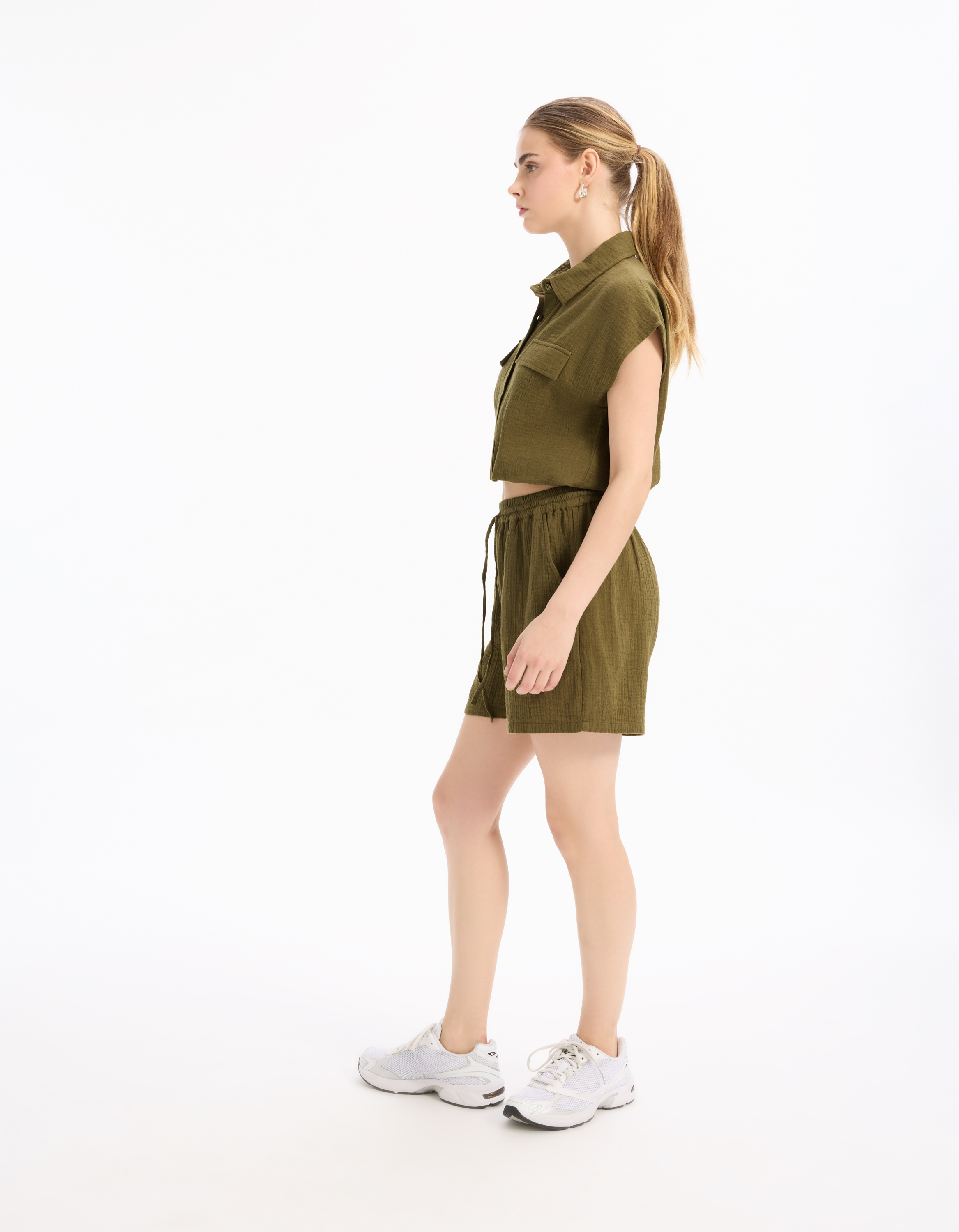 Short en voile de coton - kaki - celio - Modalova