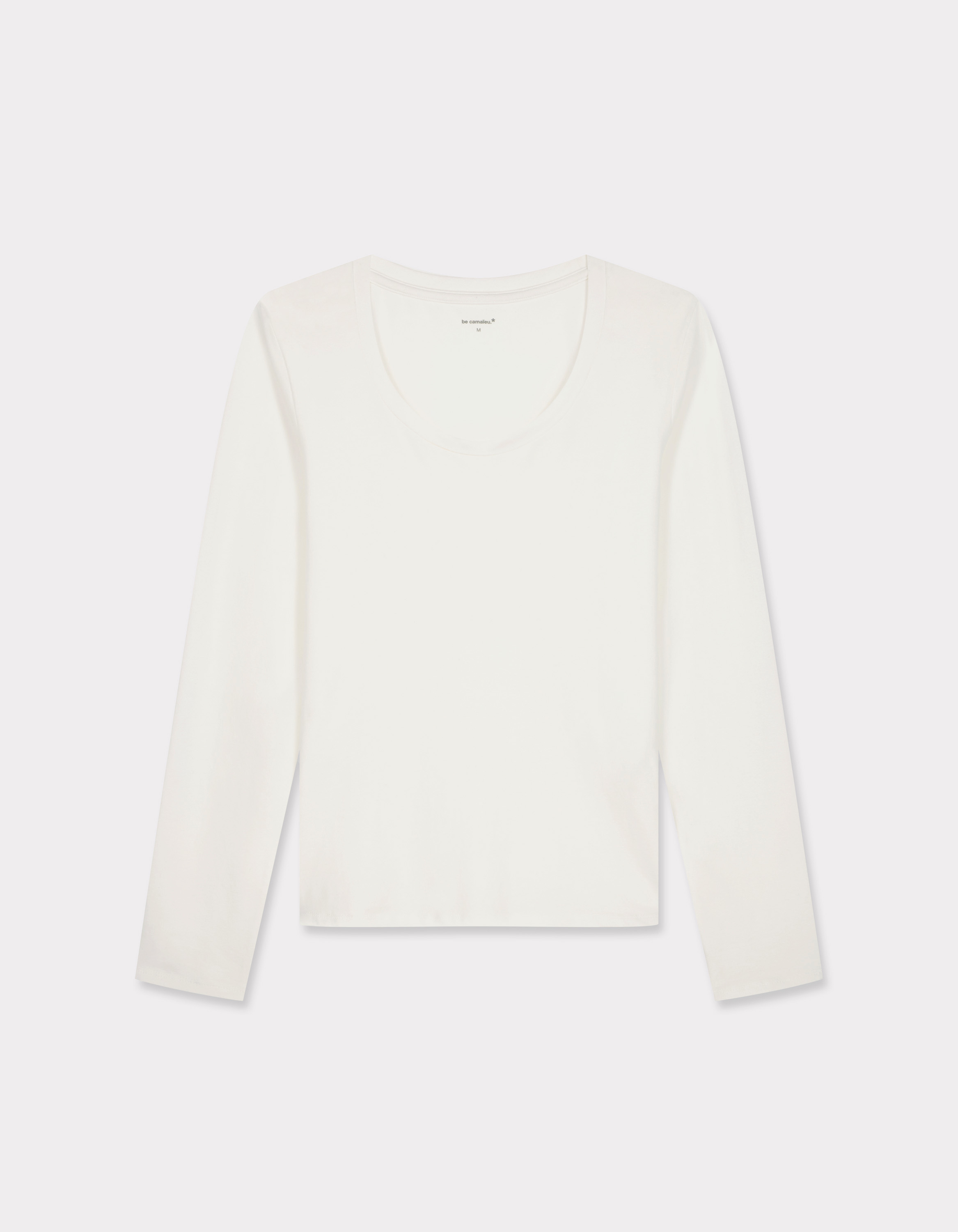 T-shirt ajusté à manches longues - écru