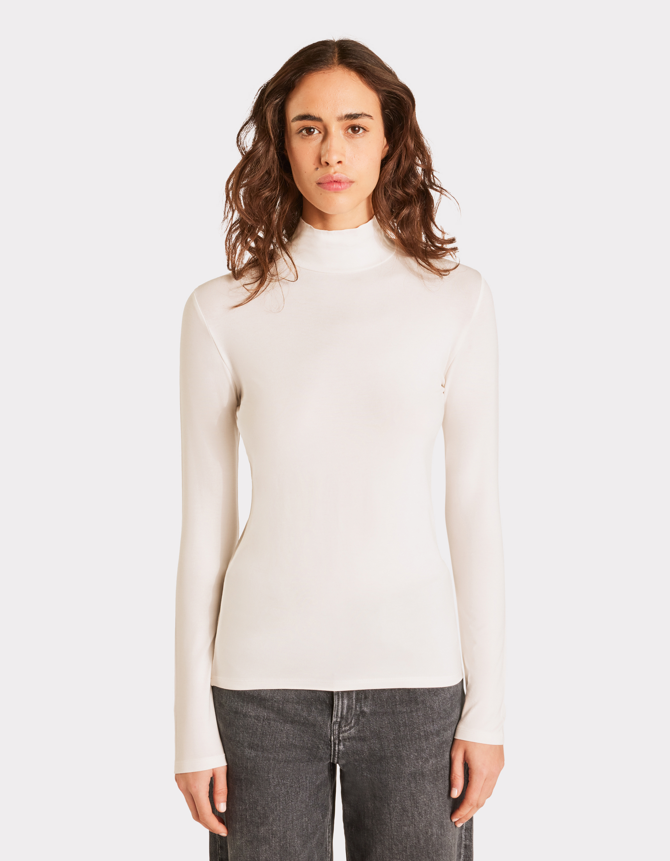 T-shirt fluide à col roulé - écru - celio - Modalova