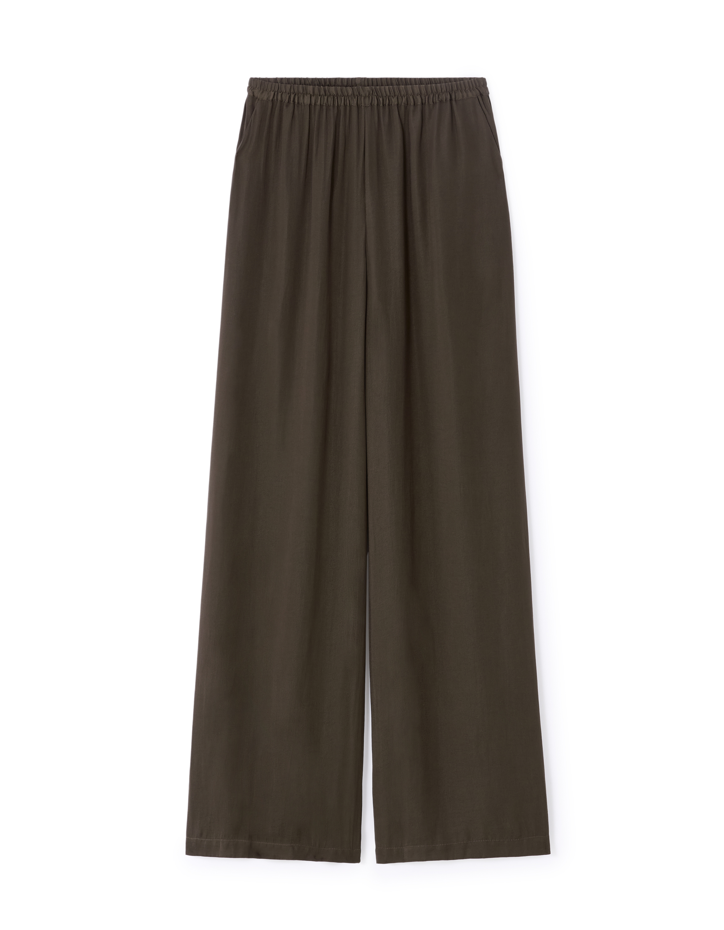 Pantalon fluide en satin - gris