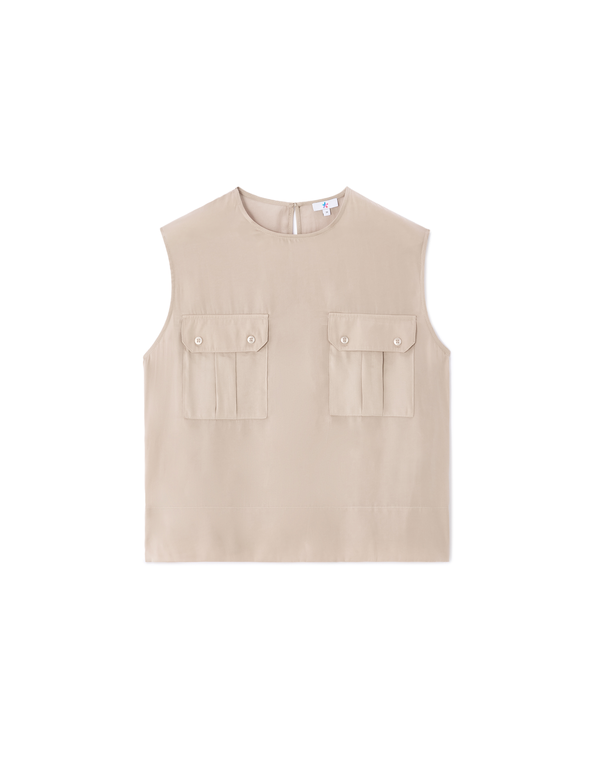 Blouse en satin sans manches - beige