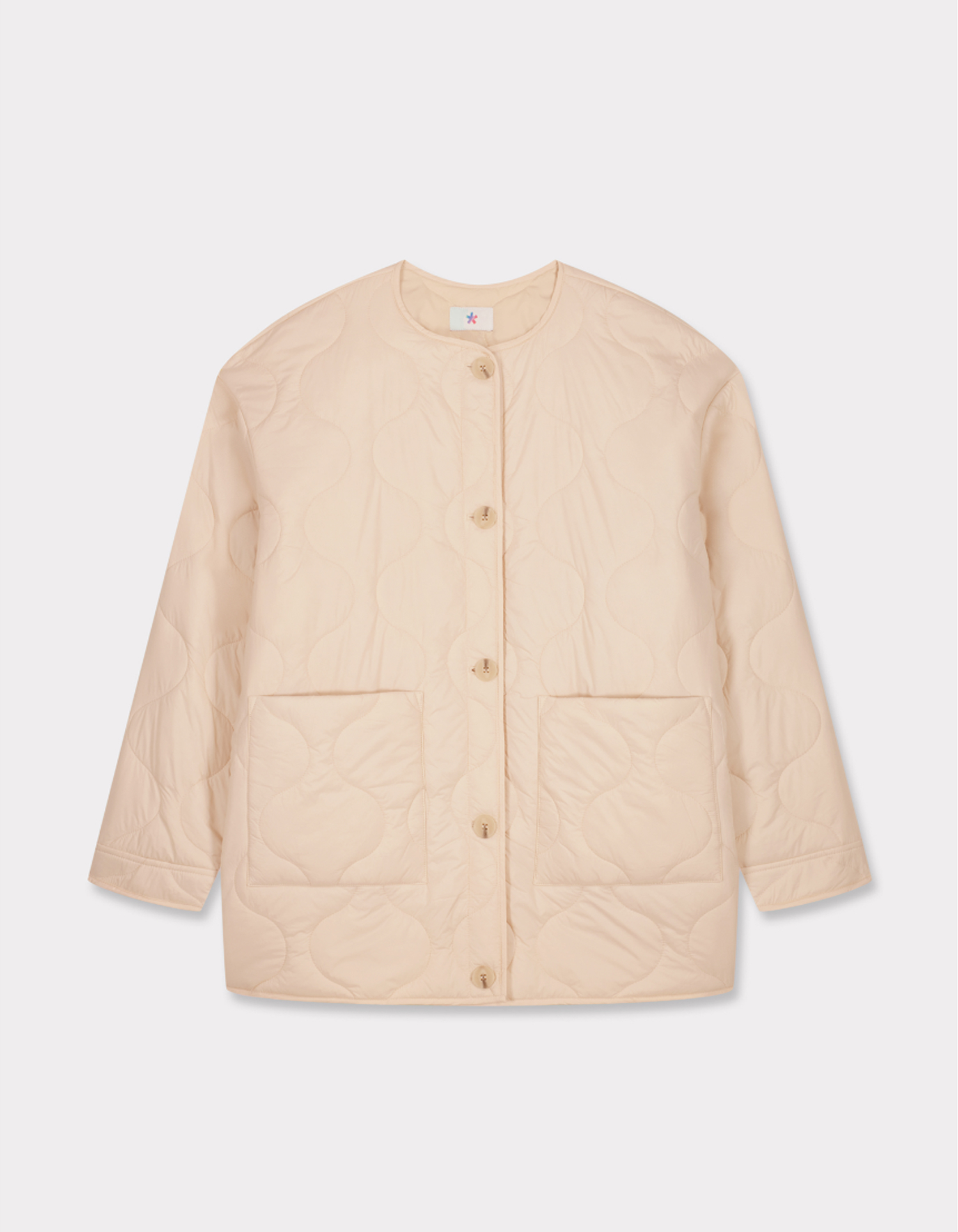 Veste matelassé col rond - beige