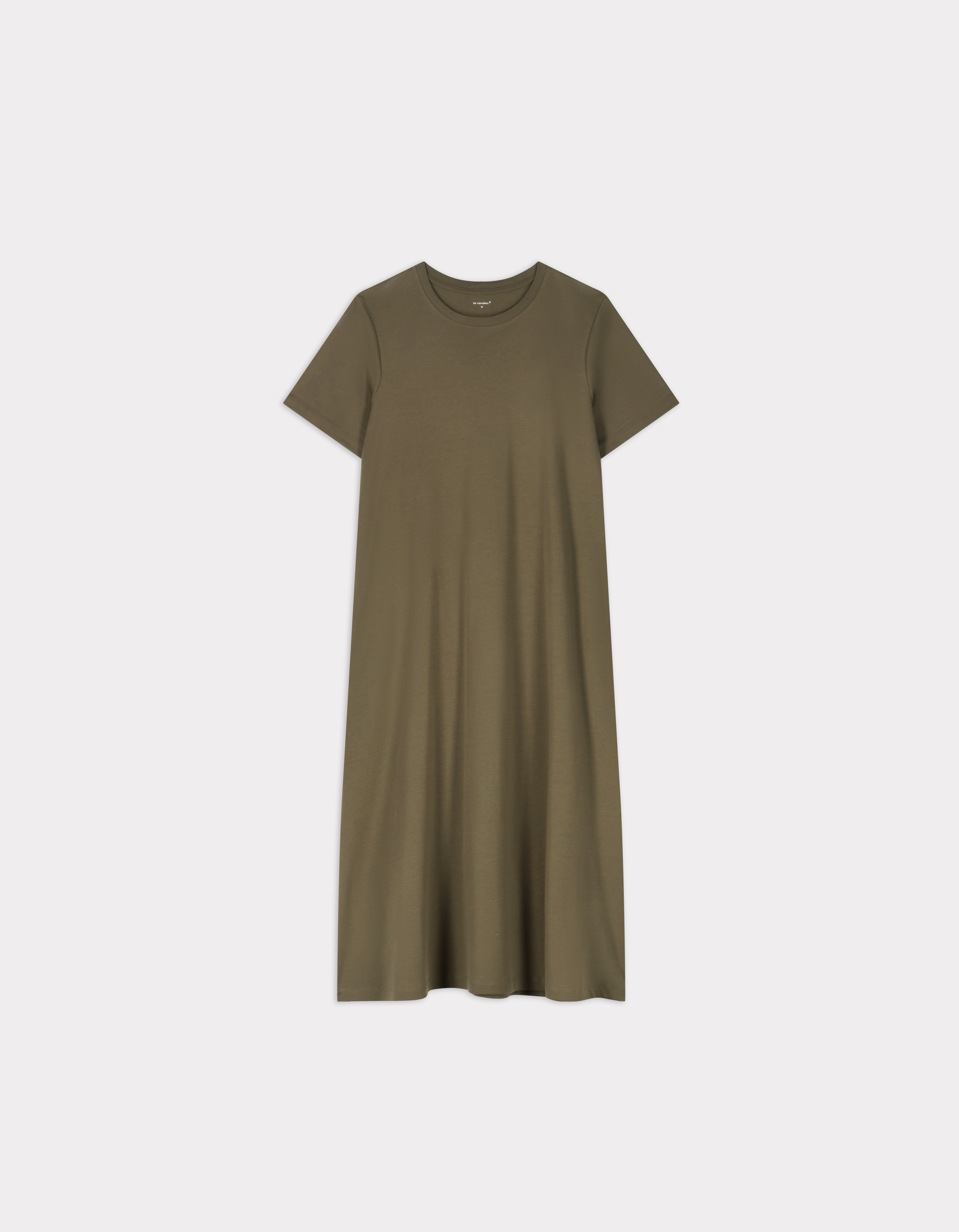 Robe mi-longue en coton - kaki