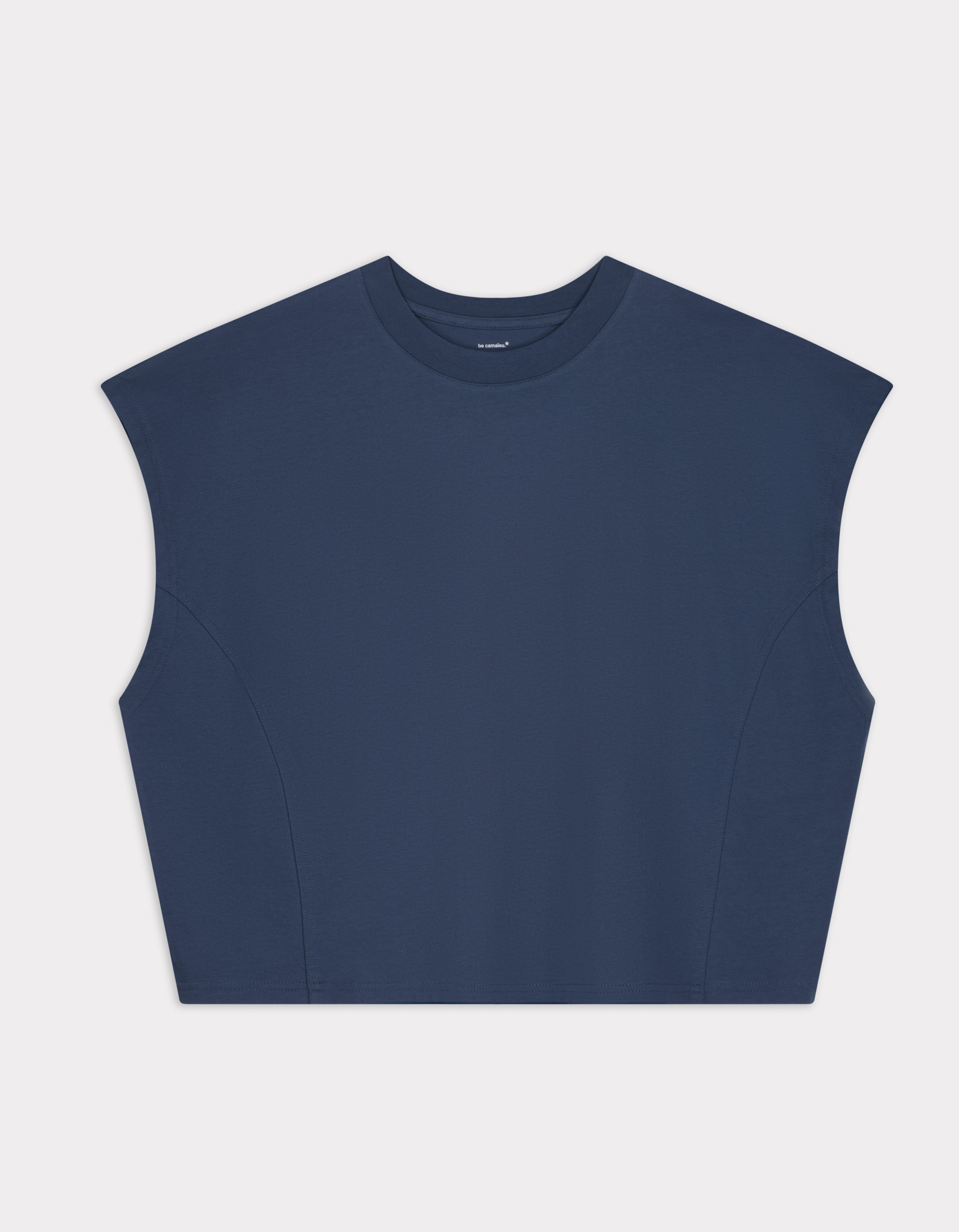 T-shirt coton épais oversize sans manche - bleu