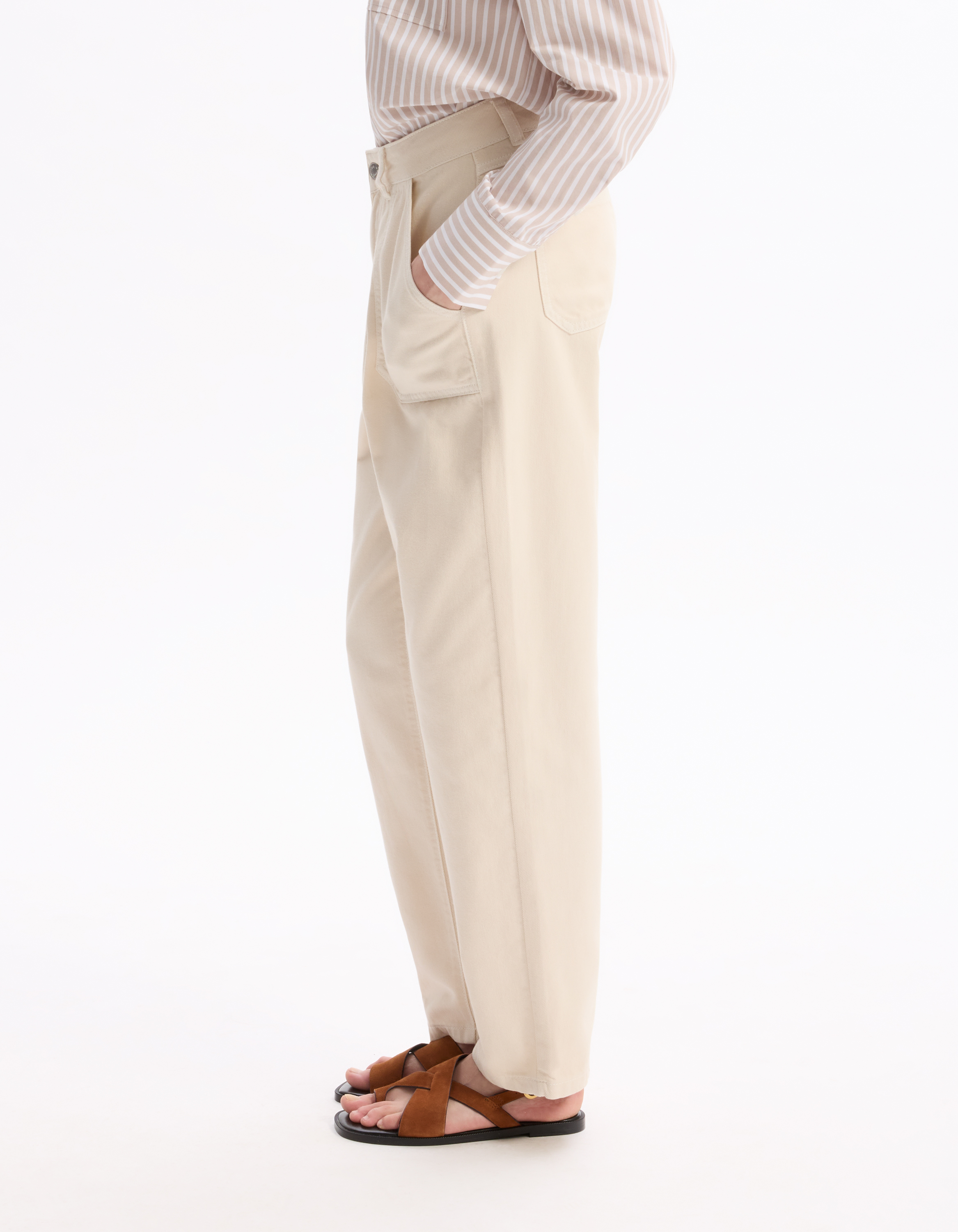 Pantalon droit - beige - celio - Modalova